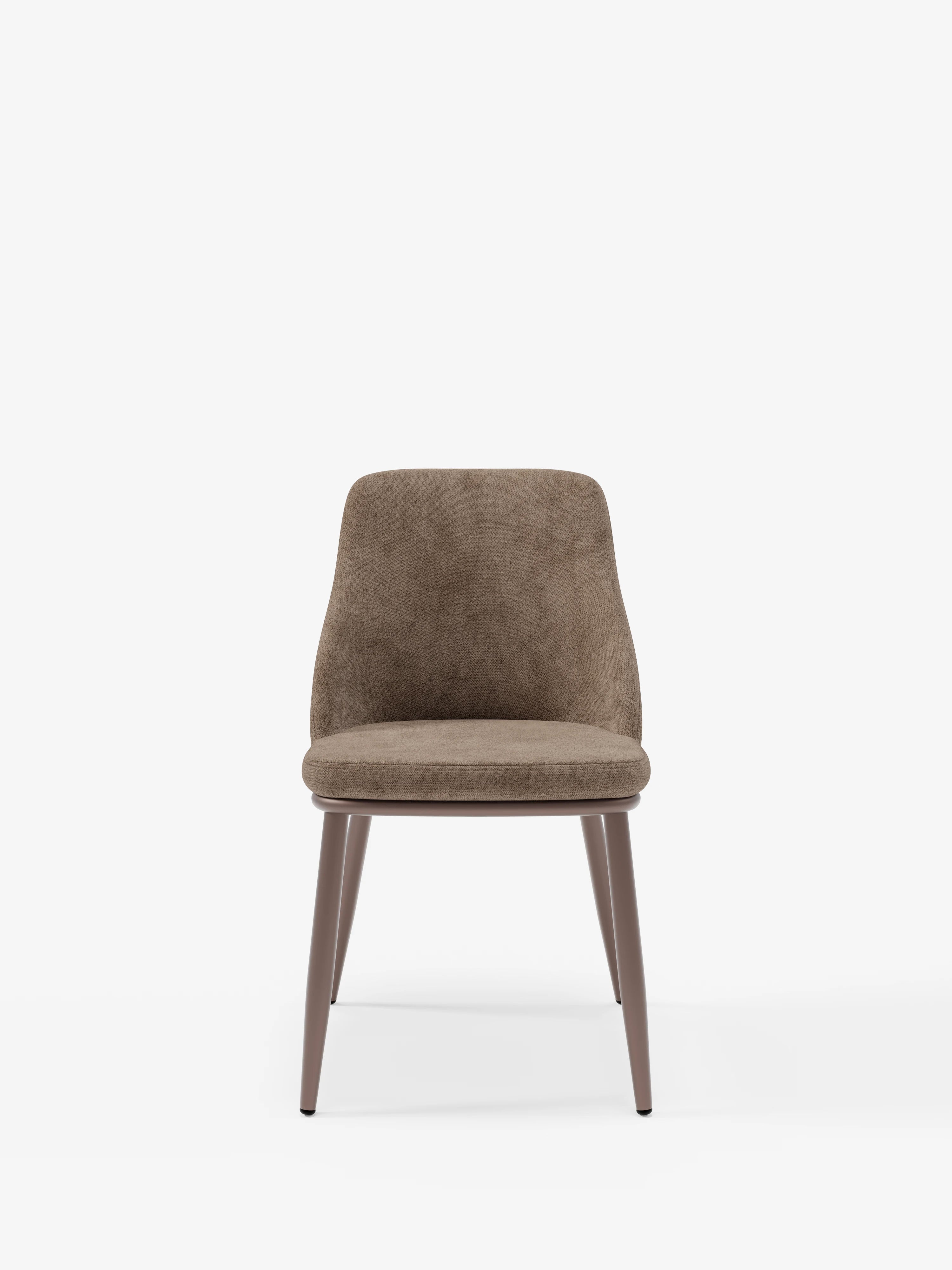 Tallin Stuhl aus braunem Stoff mit Gestell aus Metall – harmonisches und zeitgenössisches Design