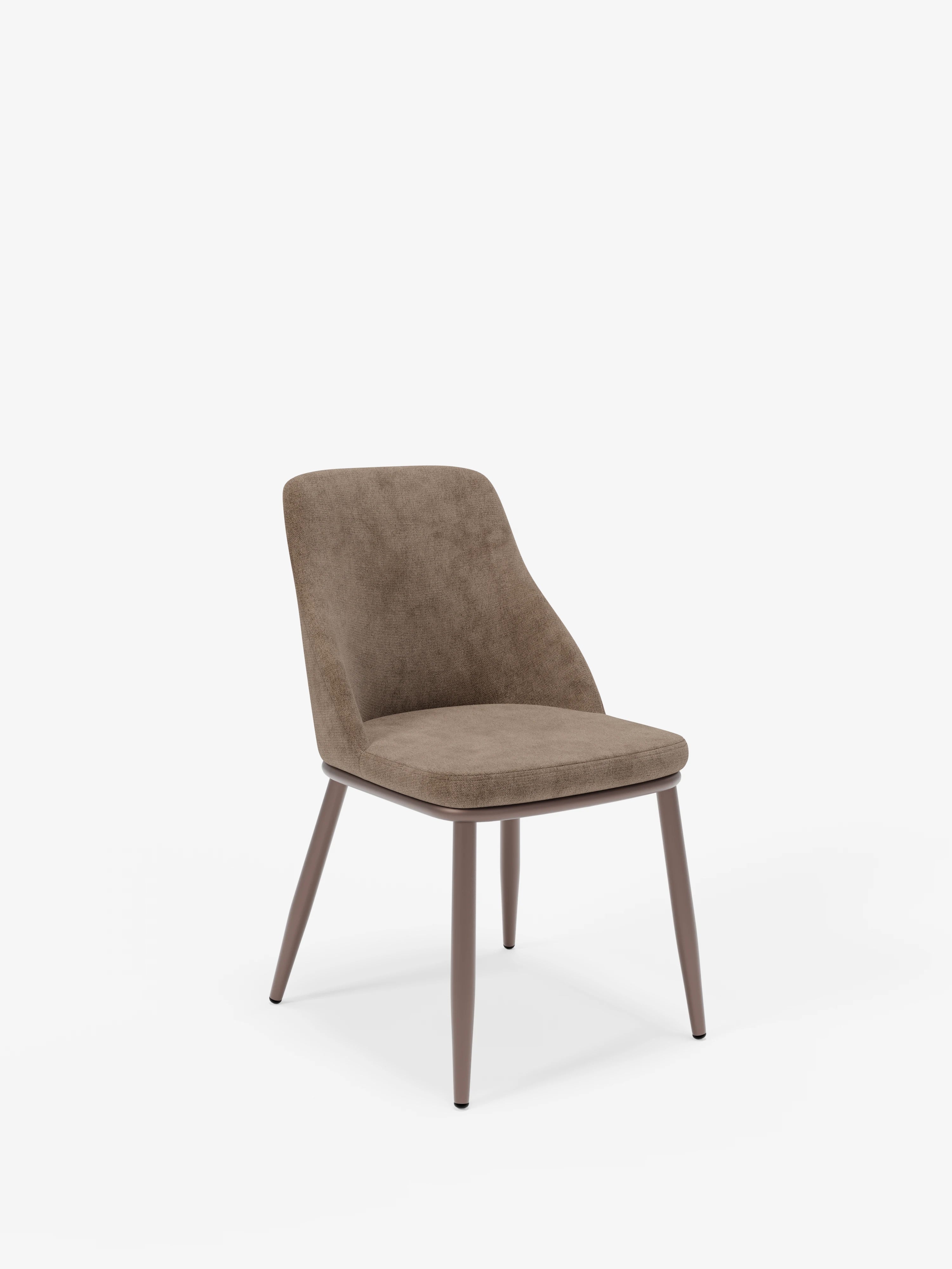 Chaise Tallin en tissu marron avec structure en métal – design harmonieux et contemporain