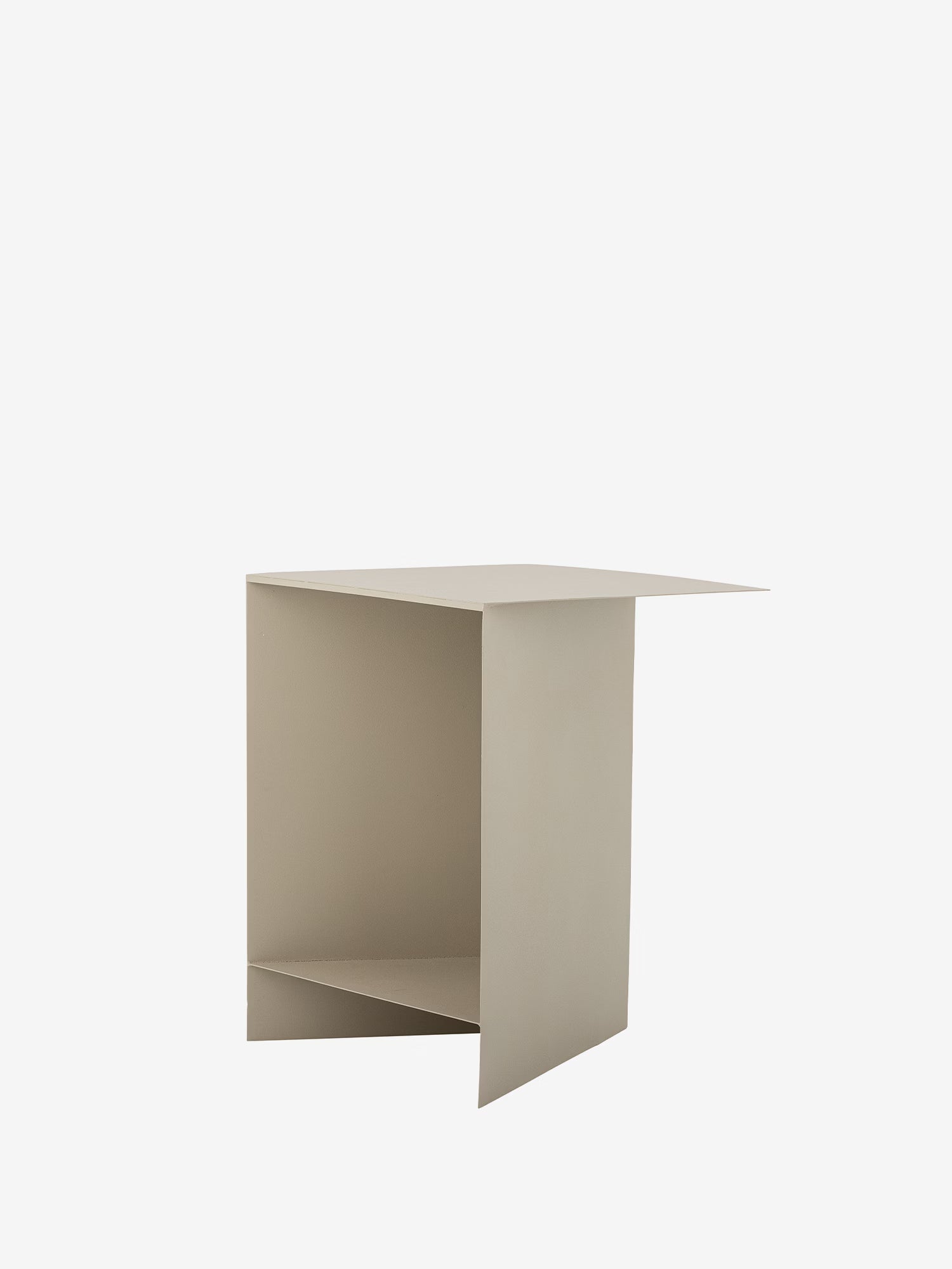 Tasha Tavolino d'appoggio in metallo beige con vano contenitore 35×35 cm