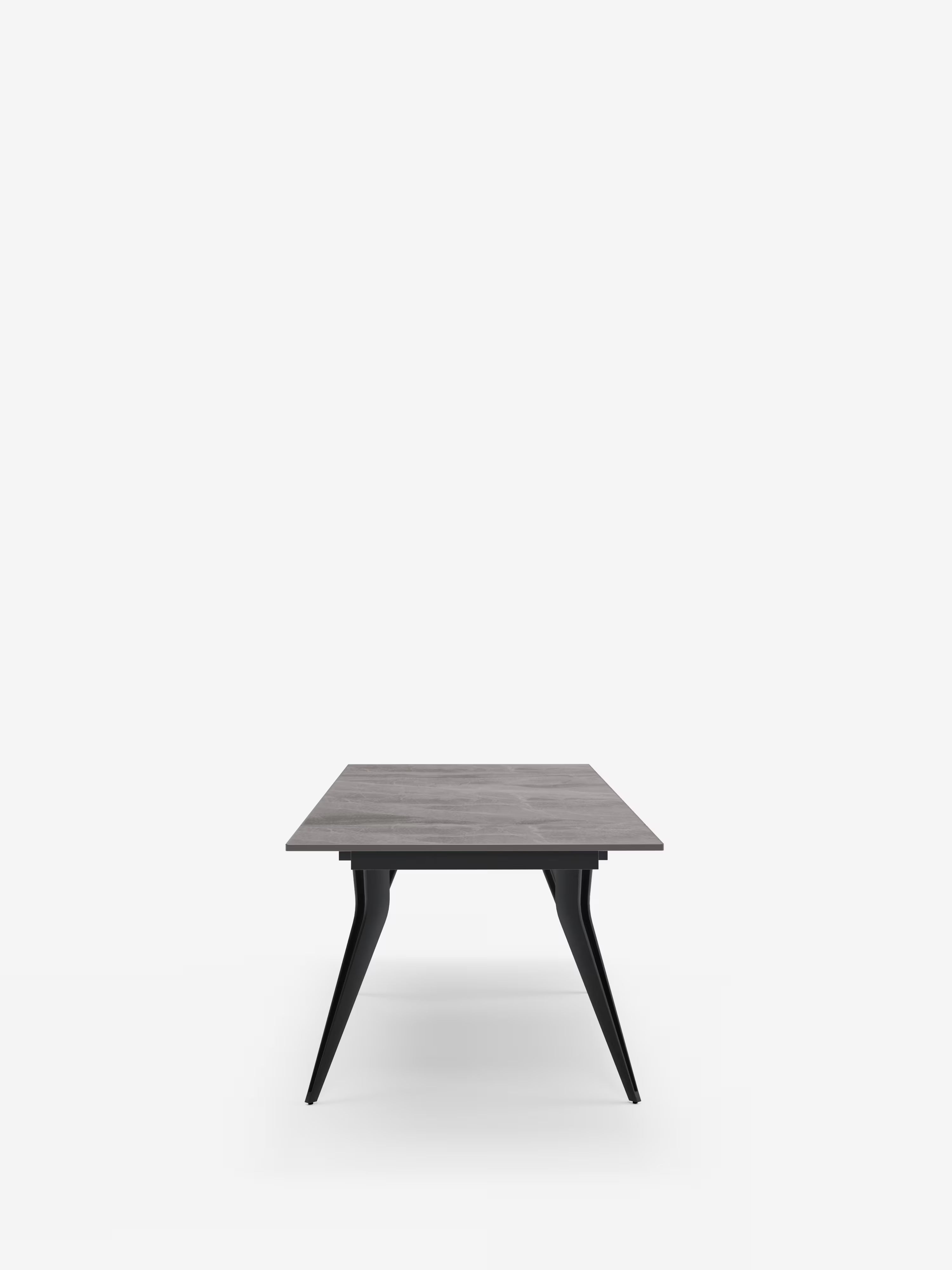 Thor Extendable table with grey marble effect – black metal base 160 (240) x 90 cm