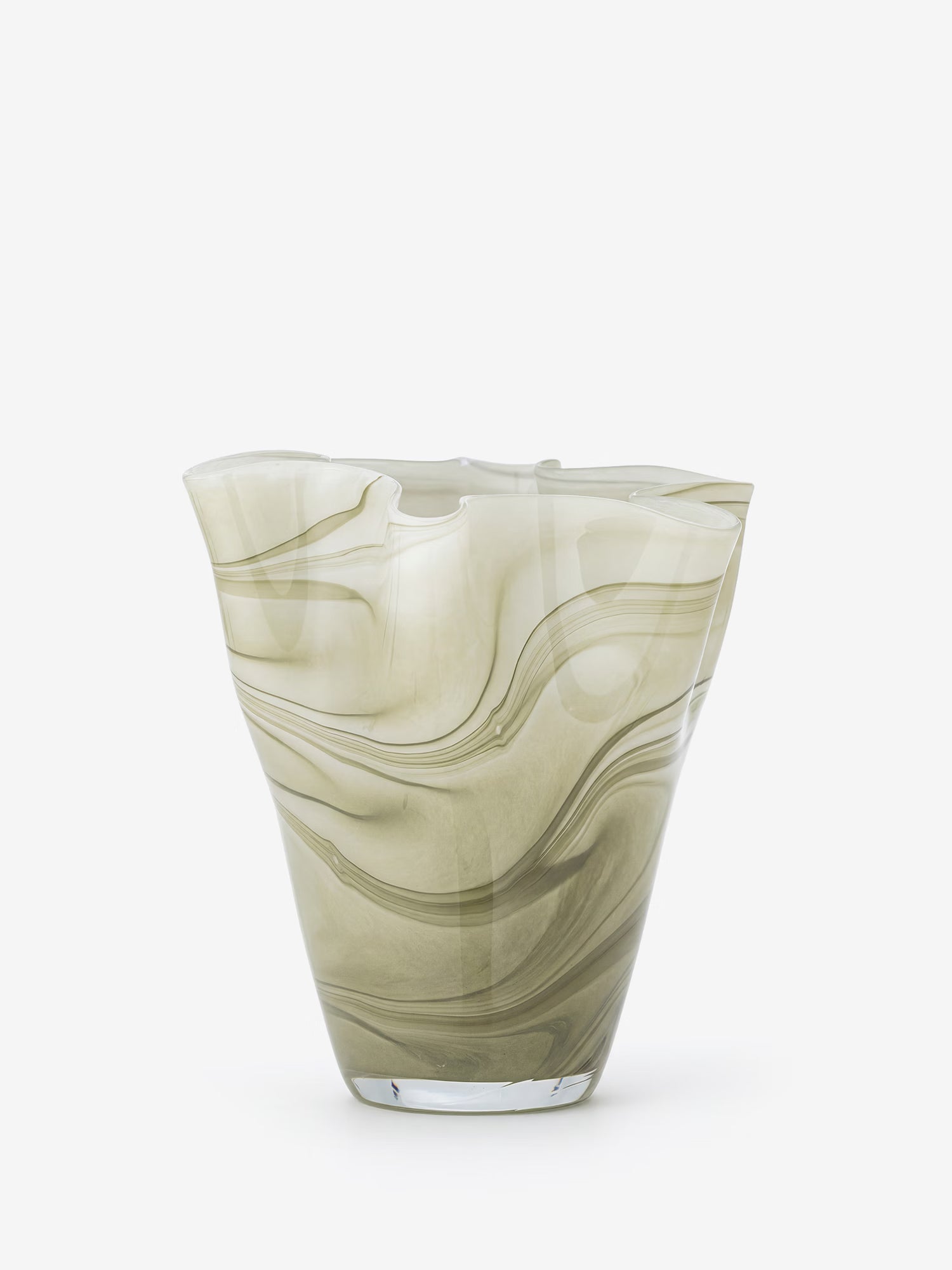 Toryn Vase décoratif en verre vert marbré soufflé bouche