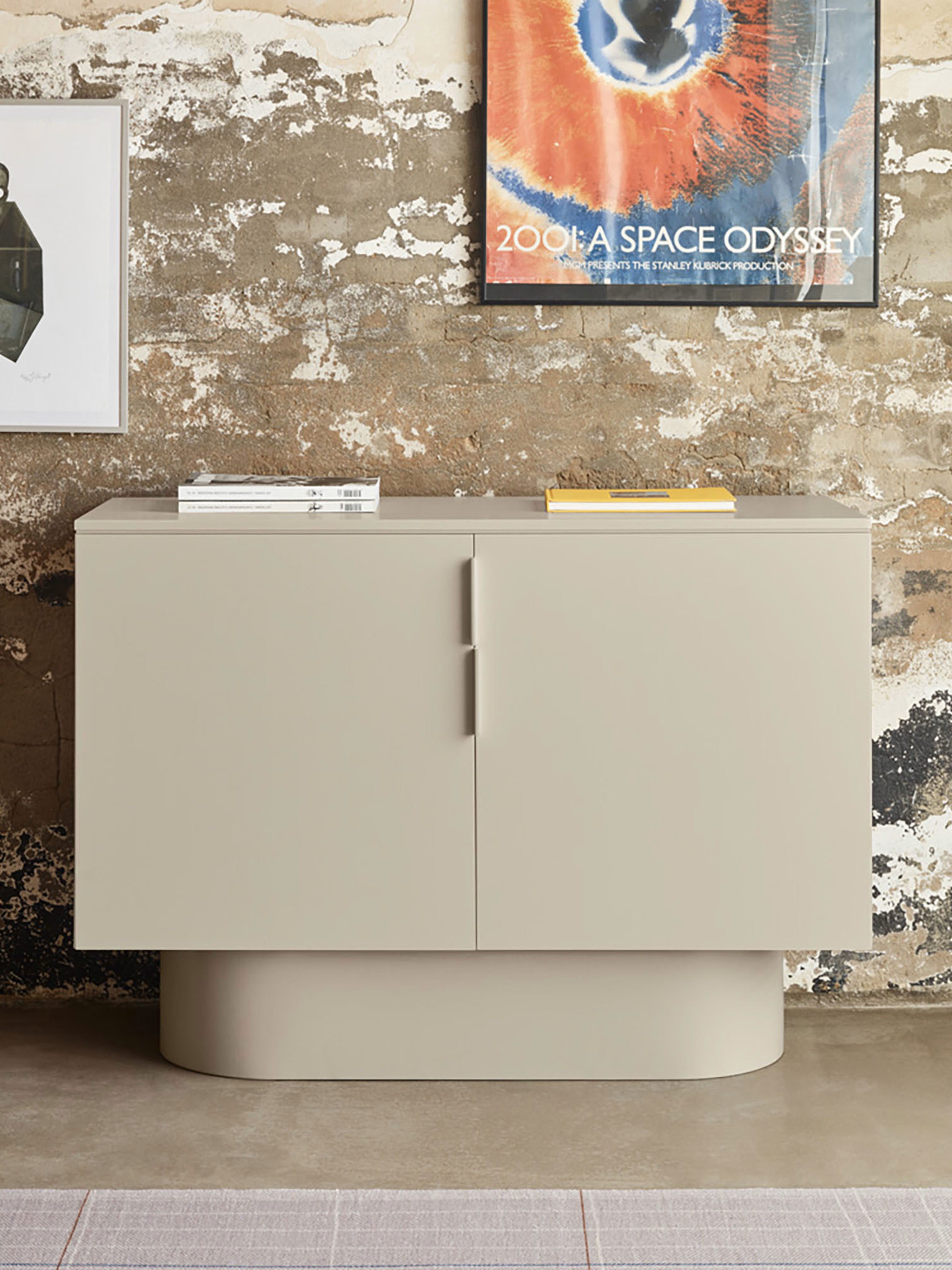 Totem comò beige sabbia a 2 ante - mobile contenitore 110 x 80 cm