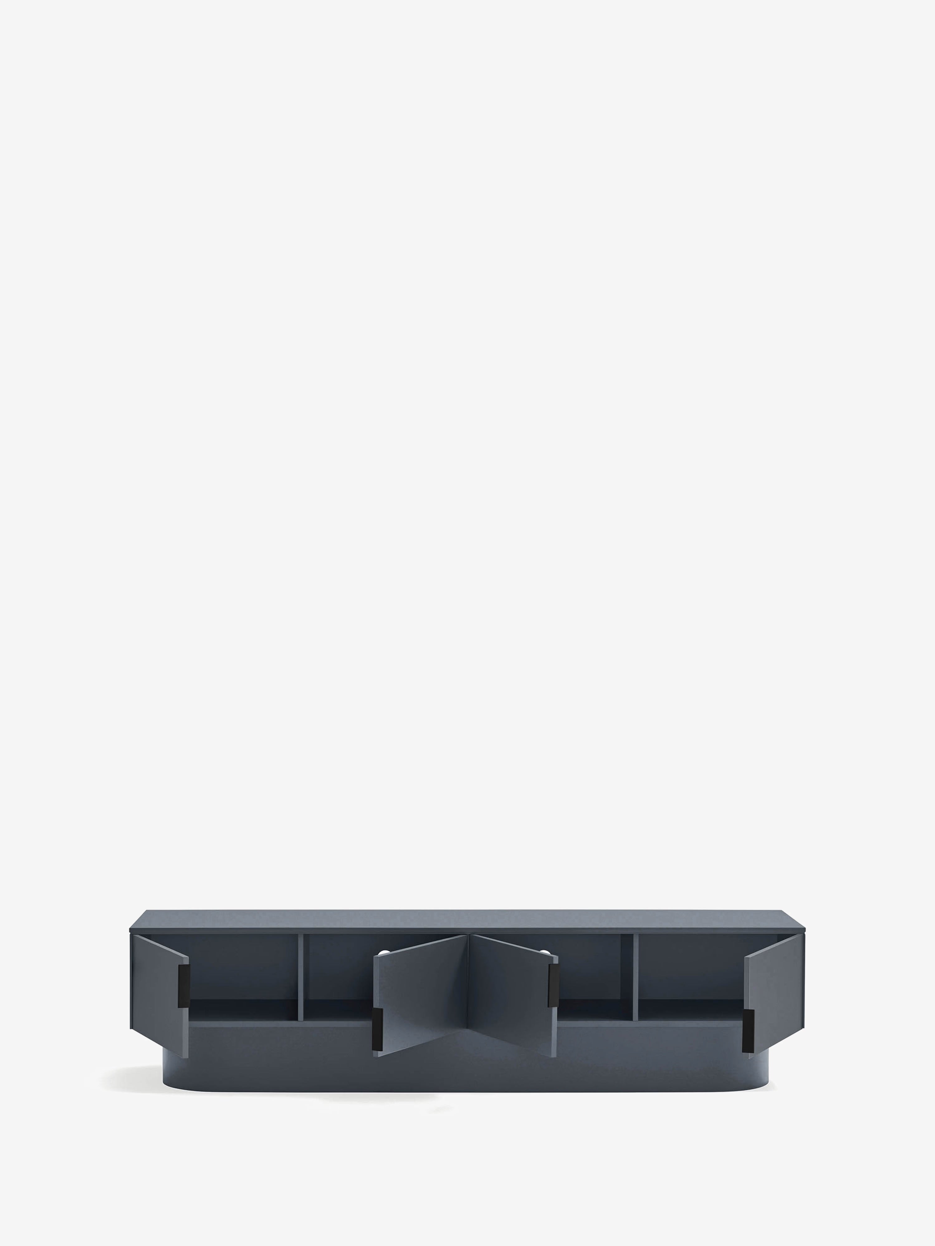 Totem mueble de TV de 4 puertas en MDF gris antracita 200 x 50 cm