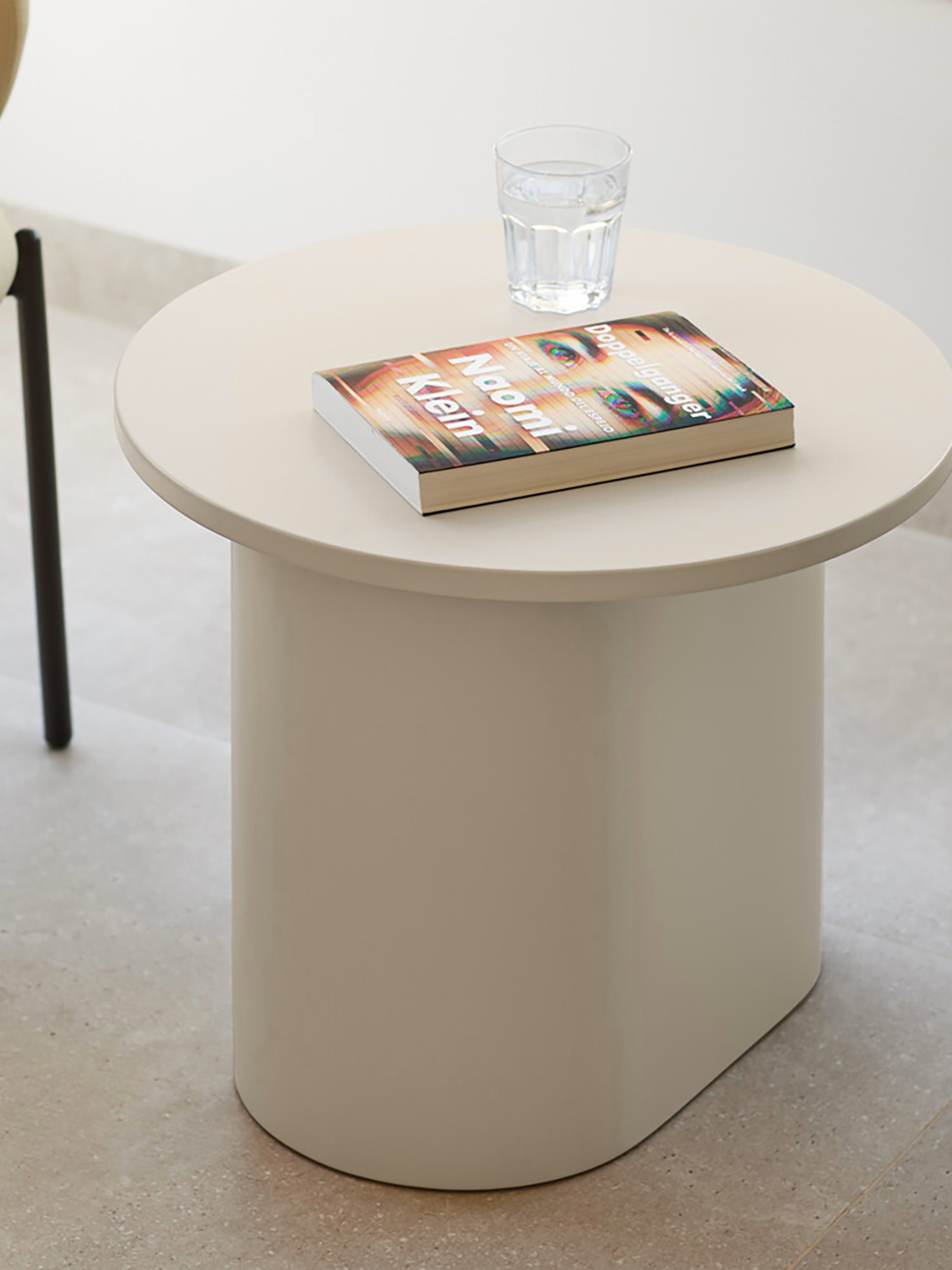 Totem round side table in sand beige MDF Ø36 cm
