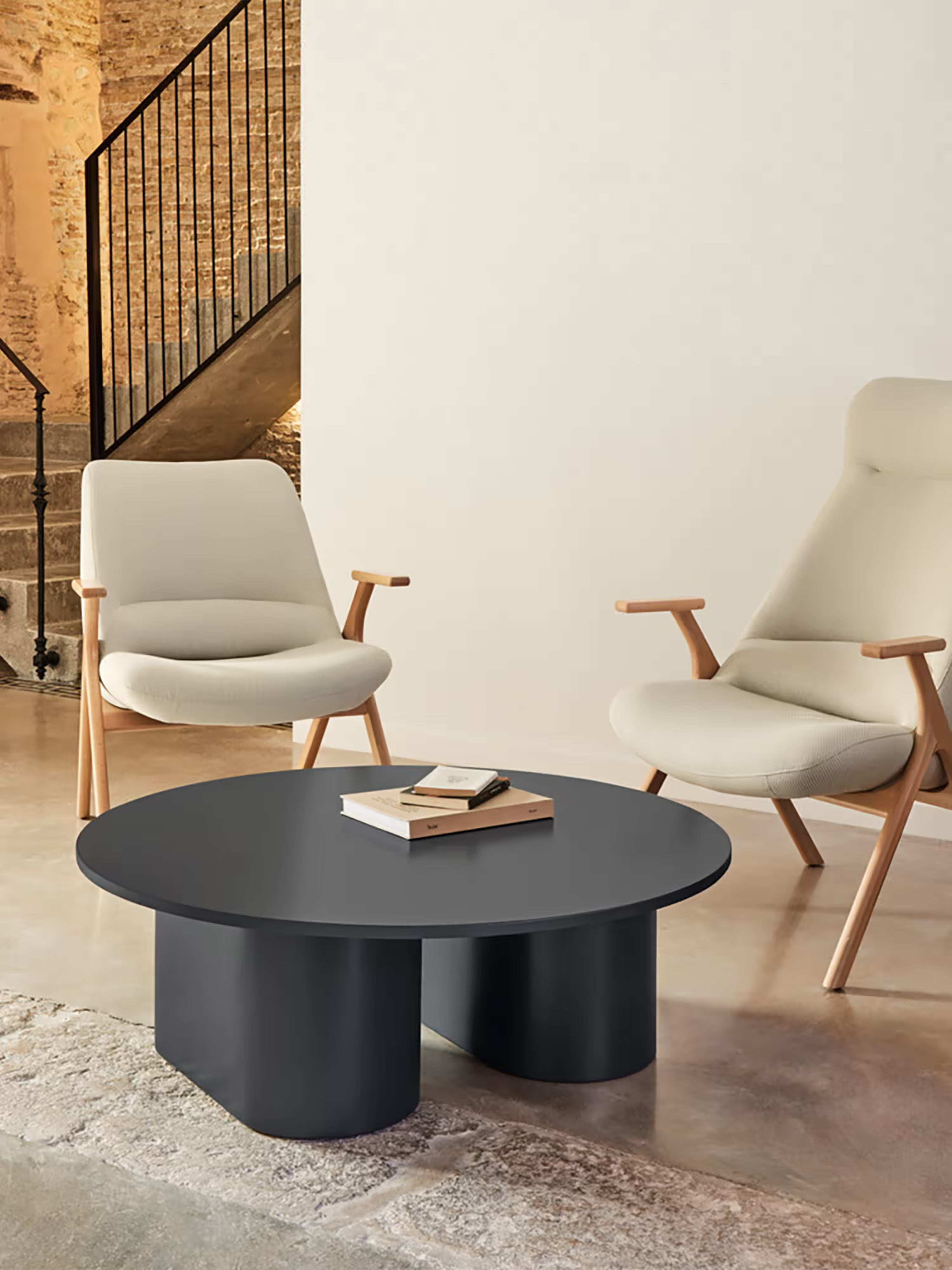 Totem table basse ronde en MDF gris anthracite Ø 110 cm