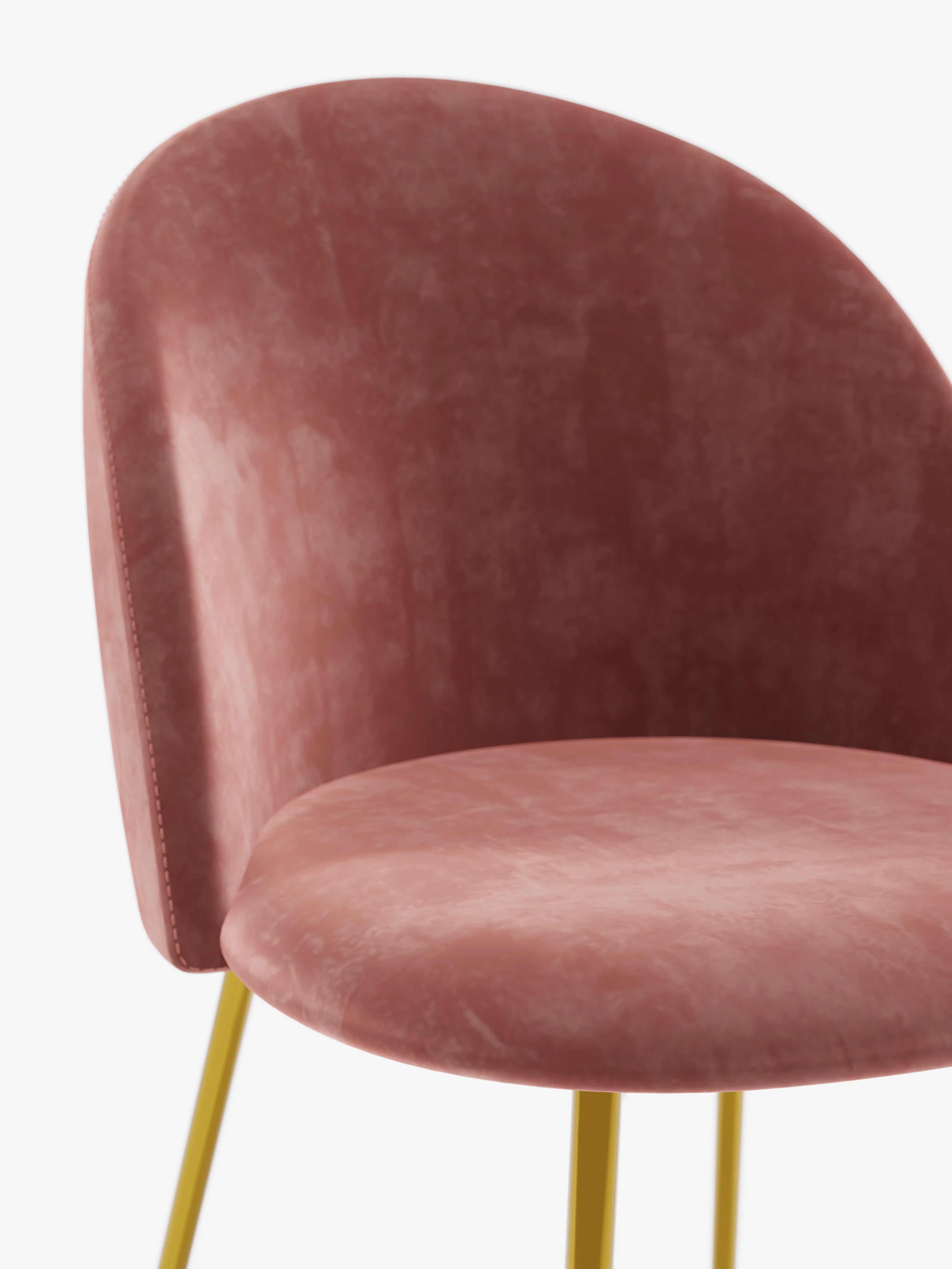 Venezia silla de terciopelo rosa empolvado con patas de metal dorado
