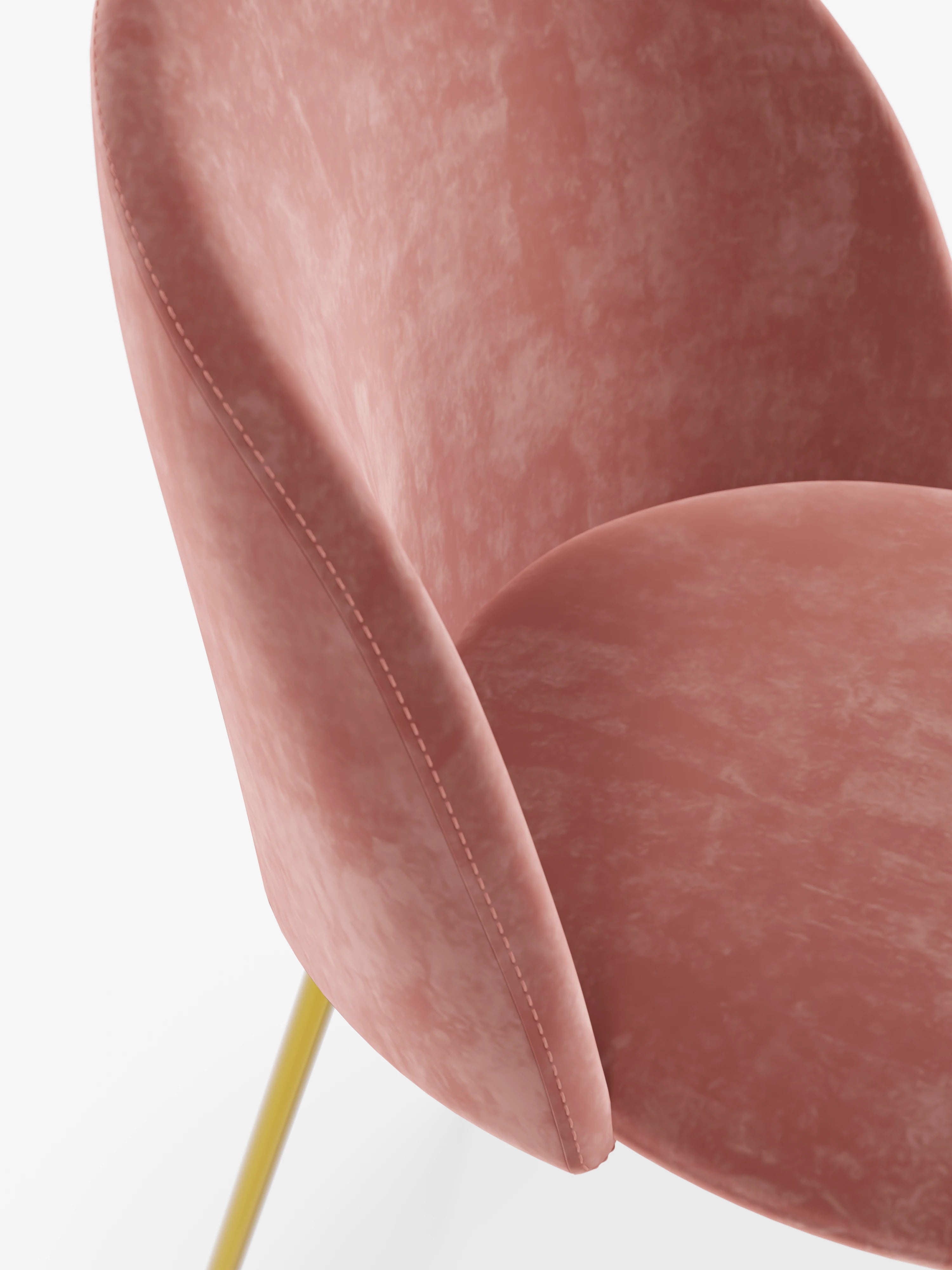 Venezia silla de terciopelo rosa empolvado con patas de metal dorado
