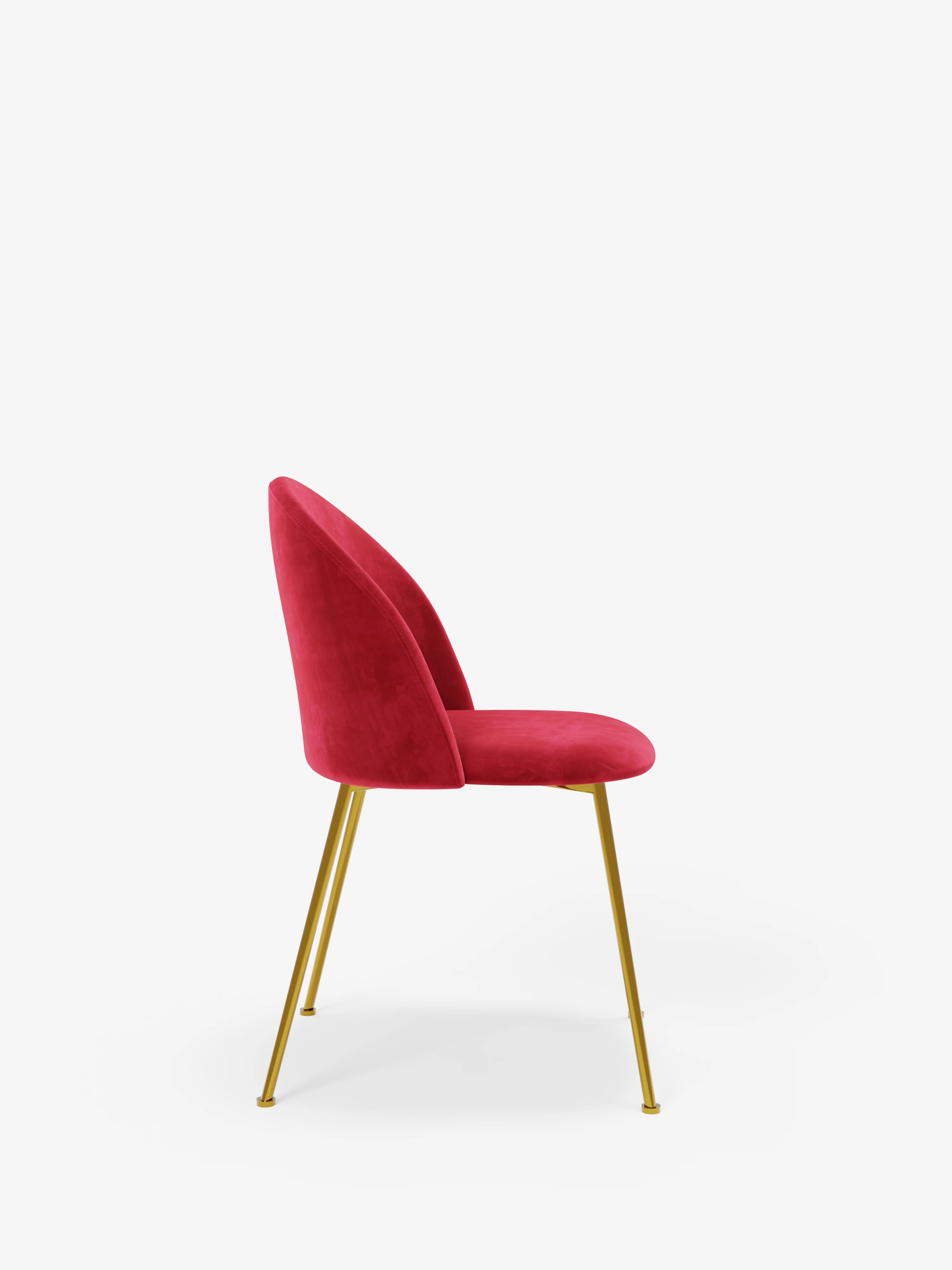 Venezia silla de terciopelo rojo con patas de metal dorado