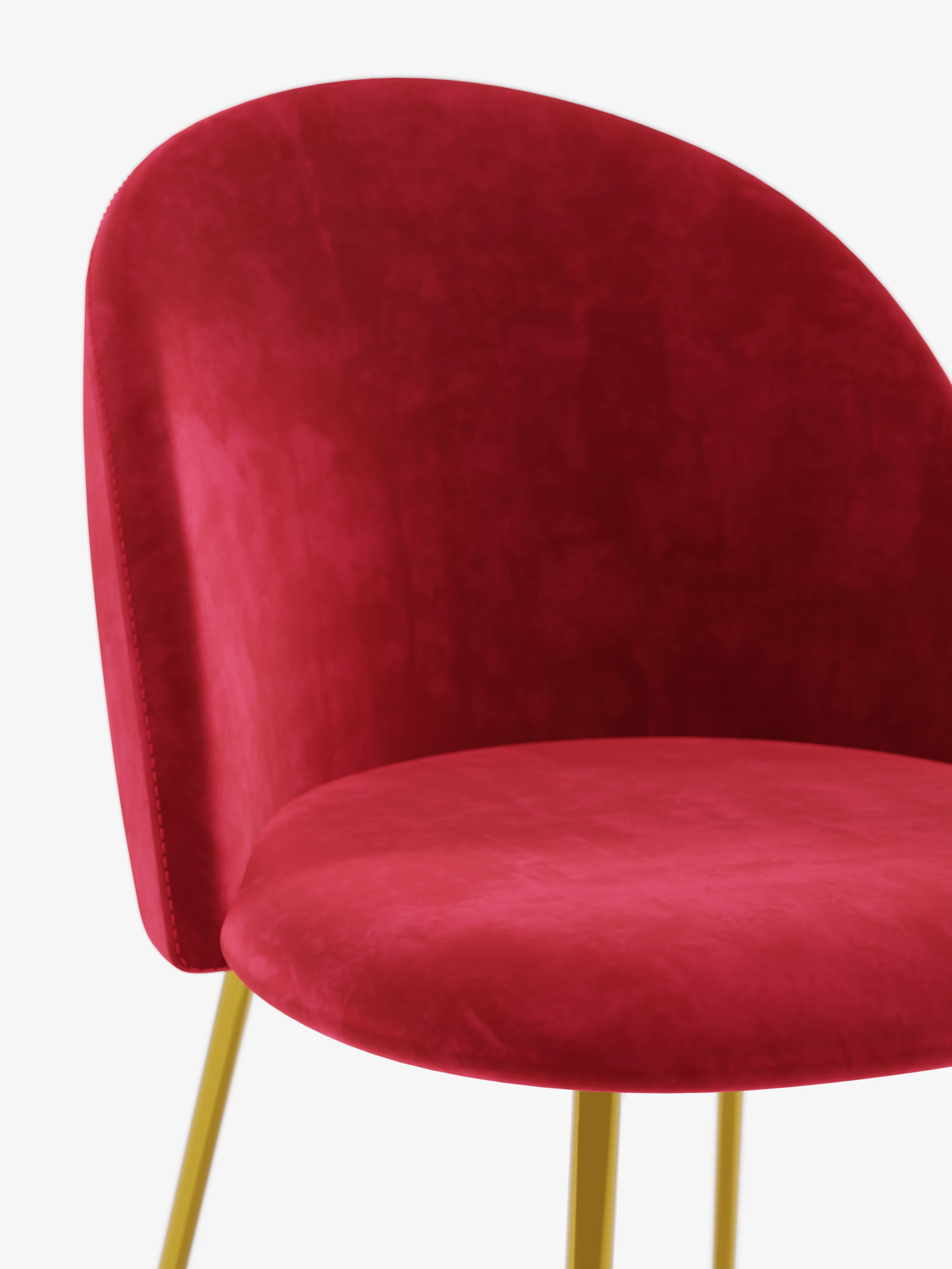 Venezia silla de terciopelo rojo con patas de metal dorado