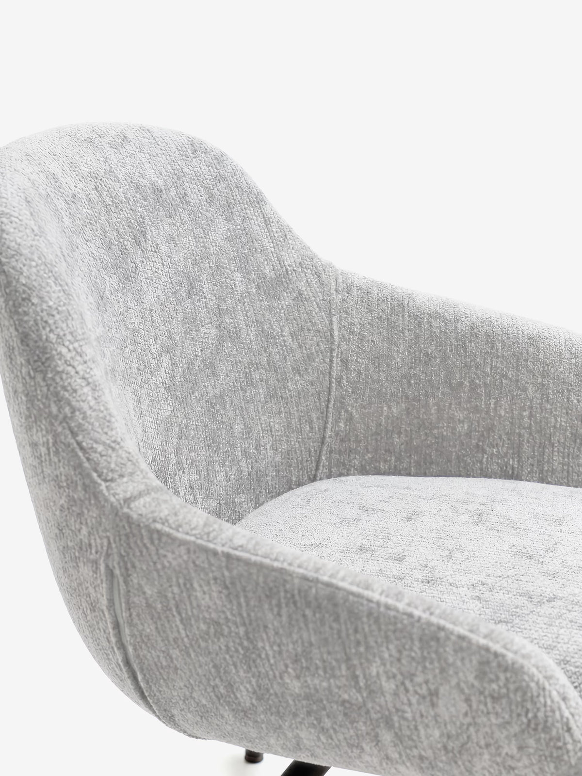 Vico upholstered chair in soft-touch blue chenille fabric with black metal legs