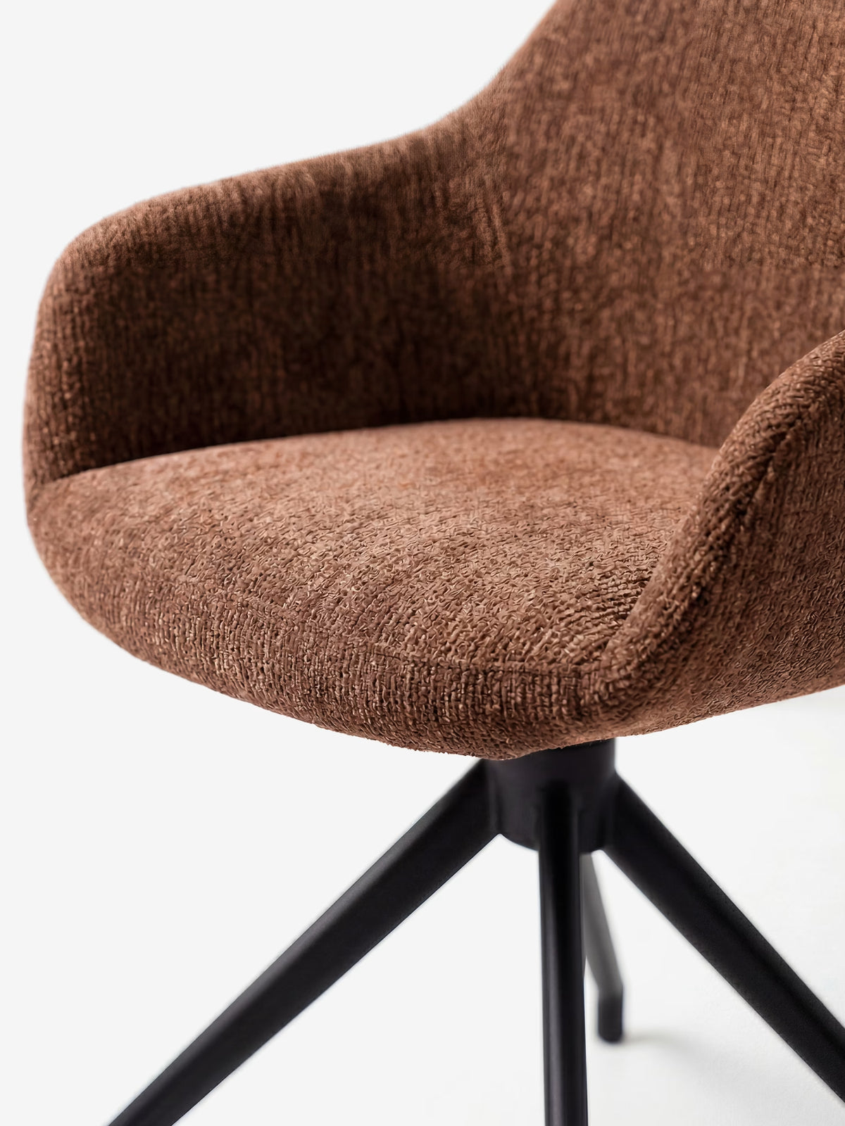 Vico upholstered chair in soft-touch blue chenille fabric with black metal legs