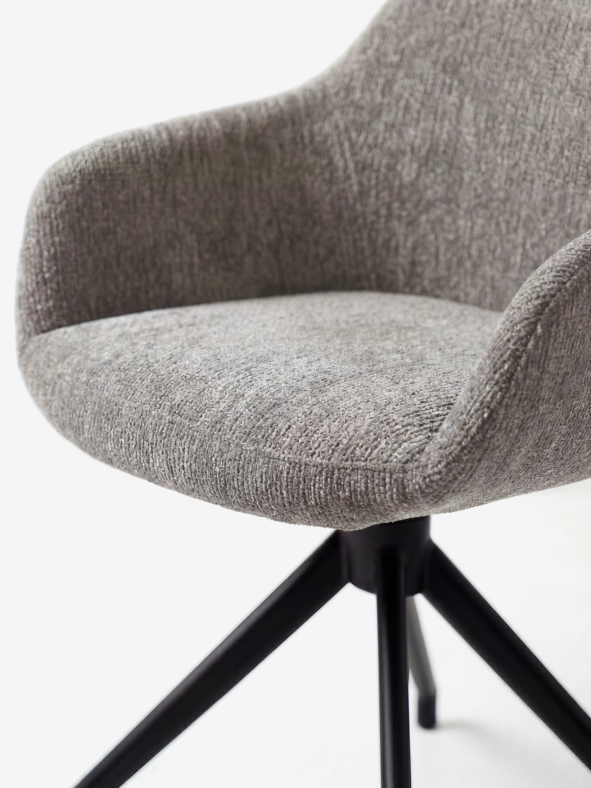 Vico upholstered chair in soft-touch blue chenille fabric with black metal legs