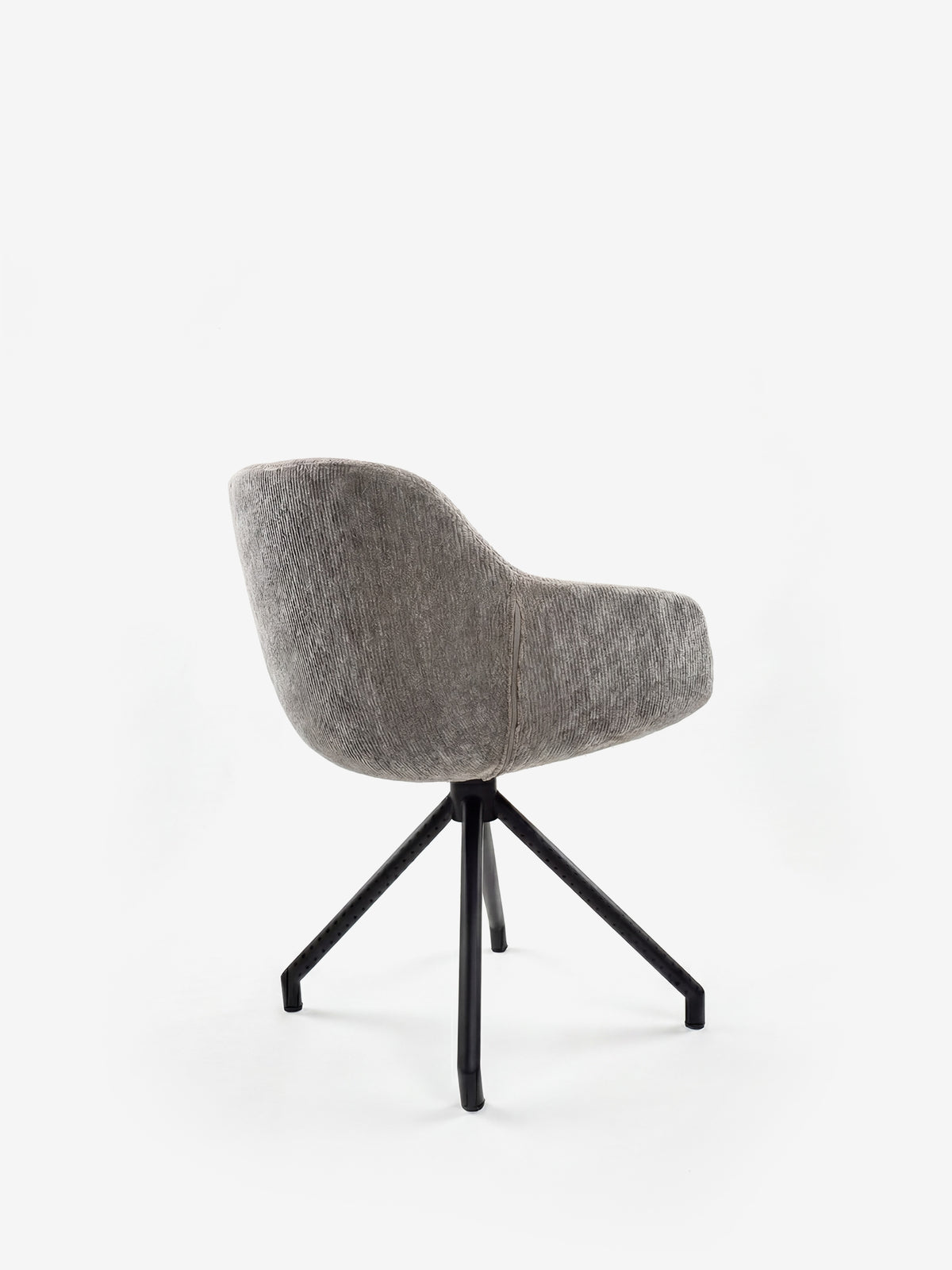 Vico upholstered chair in soft-touch blue chenille fabric with black metal legs