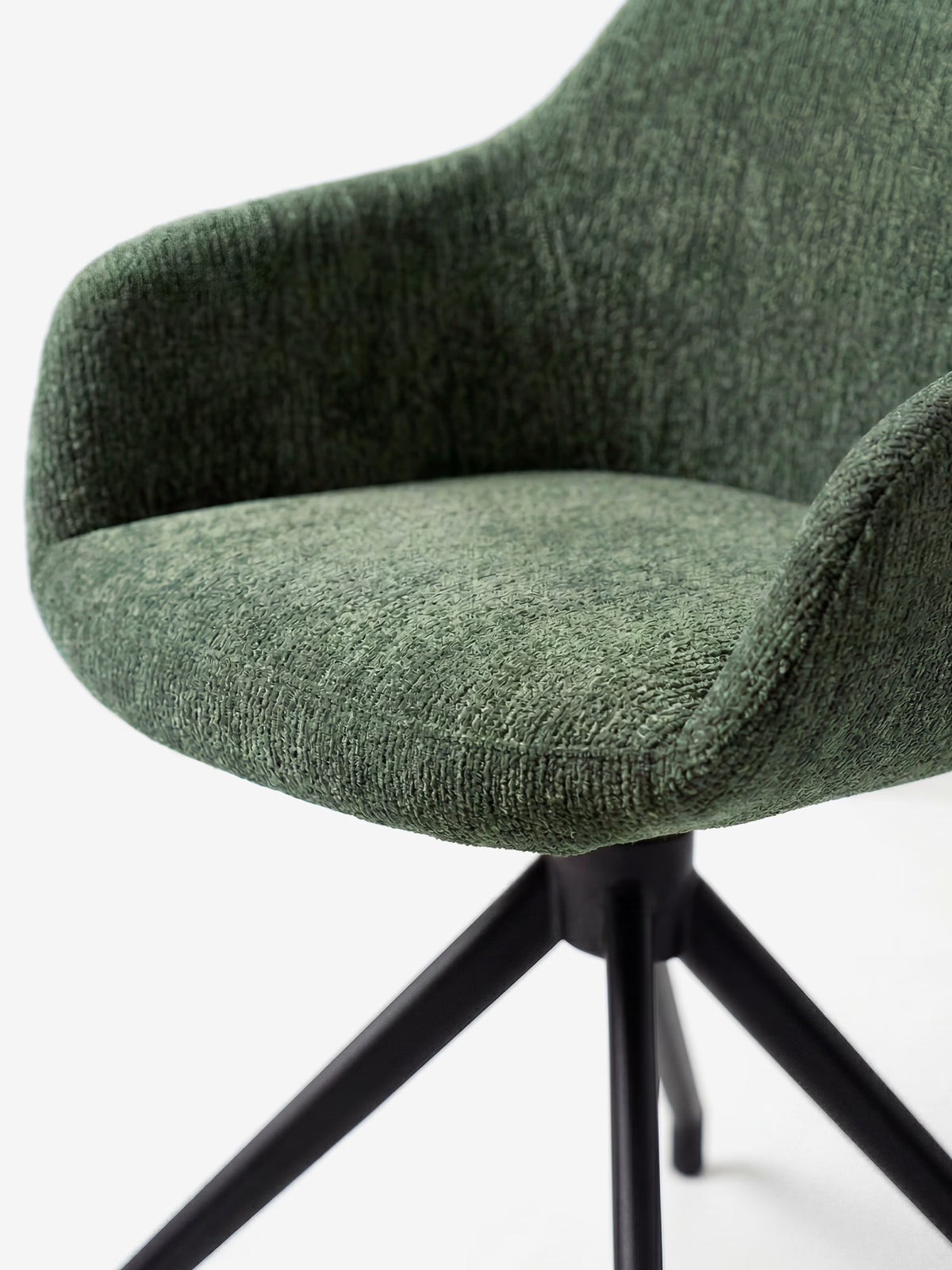 Vico upholstered chair in soft-touch blue chenille fabric with black metal legs