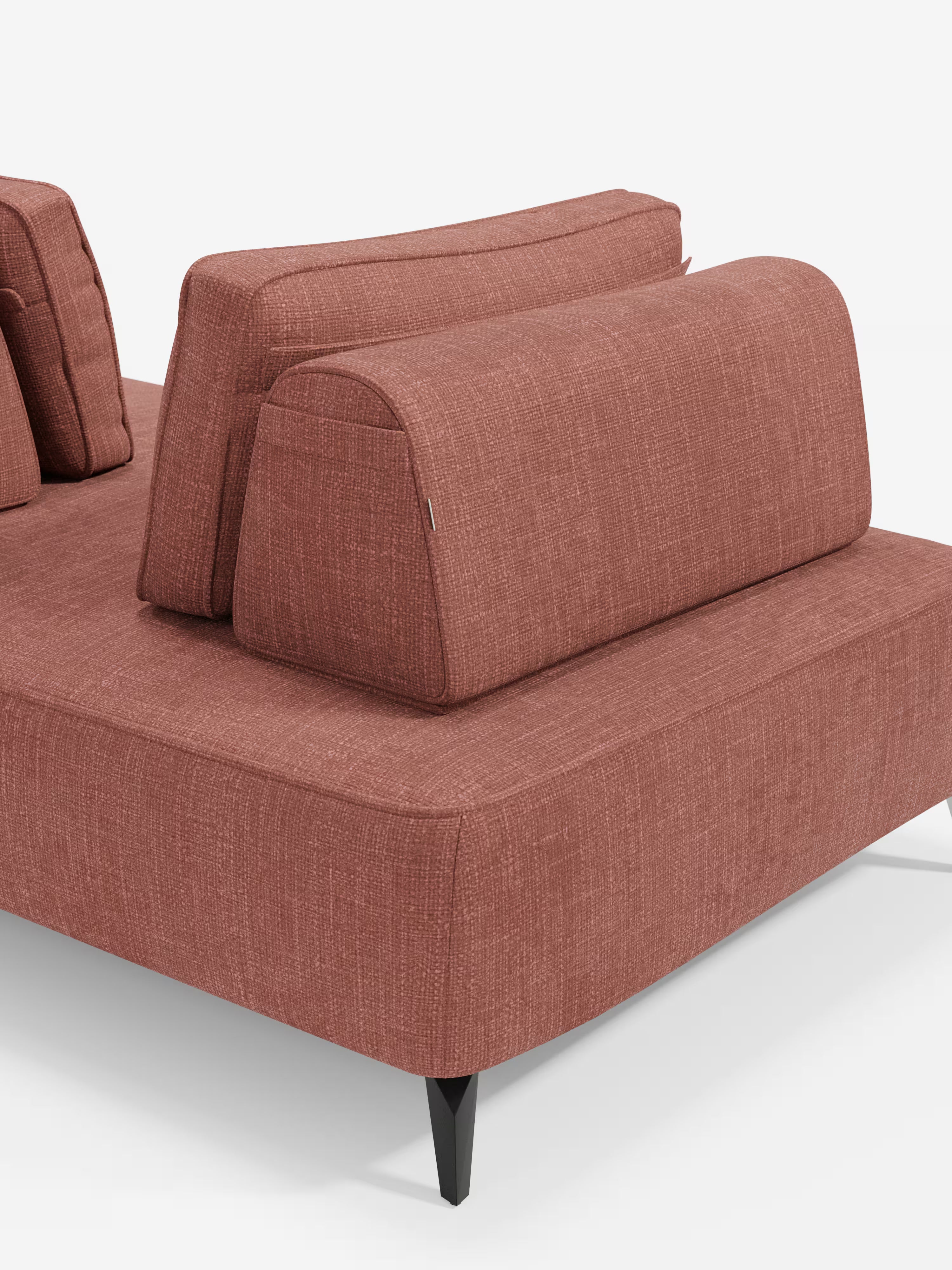 Volta divano modulare con schienali mobili e funzione letto in elegante ciniglia impermeabile