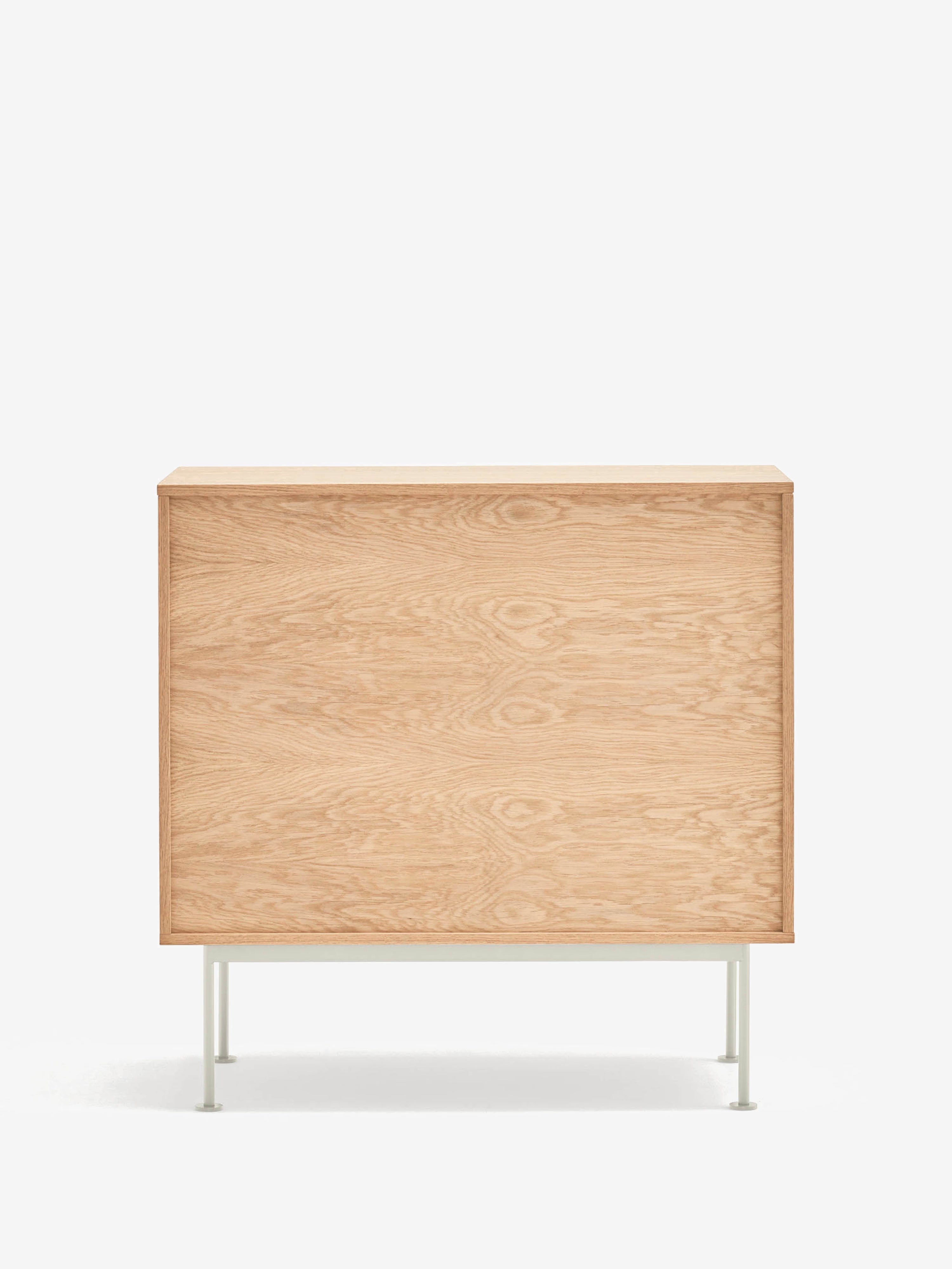 Yoko Cassettiera in rovere con cassetto superiore laccato - comò con base in metallo 90 x 91 cm