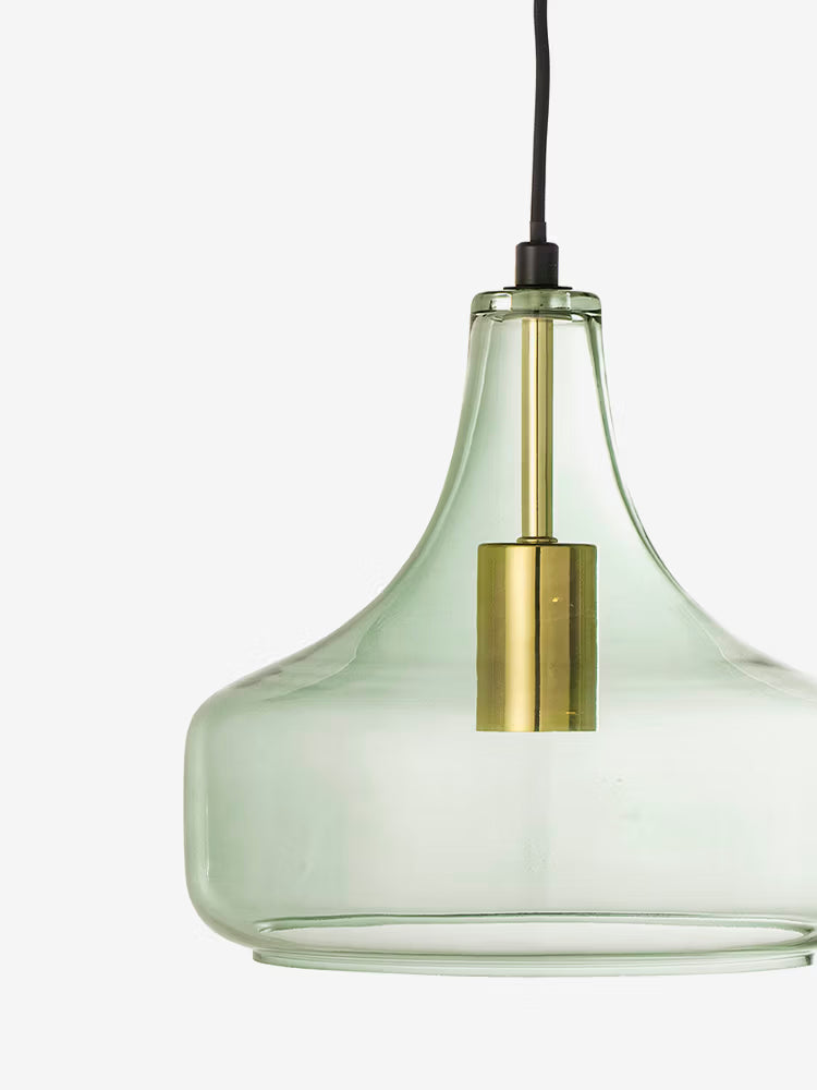 Yuser Lámpara colgante de vidrio verde o marrón ámbar - estilo nórdico y minimalista