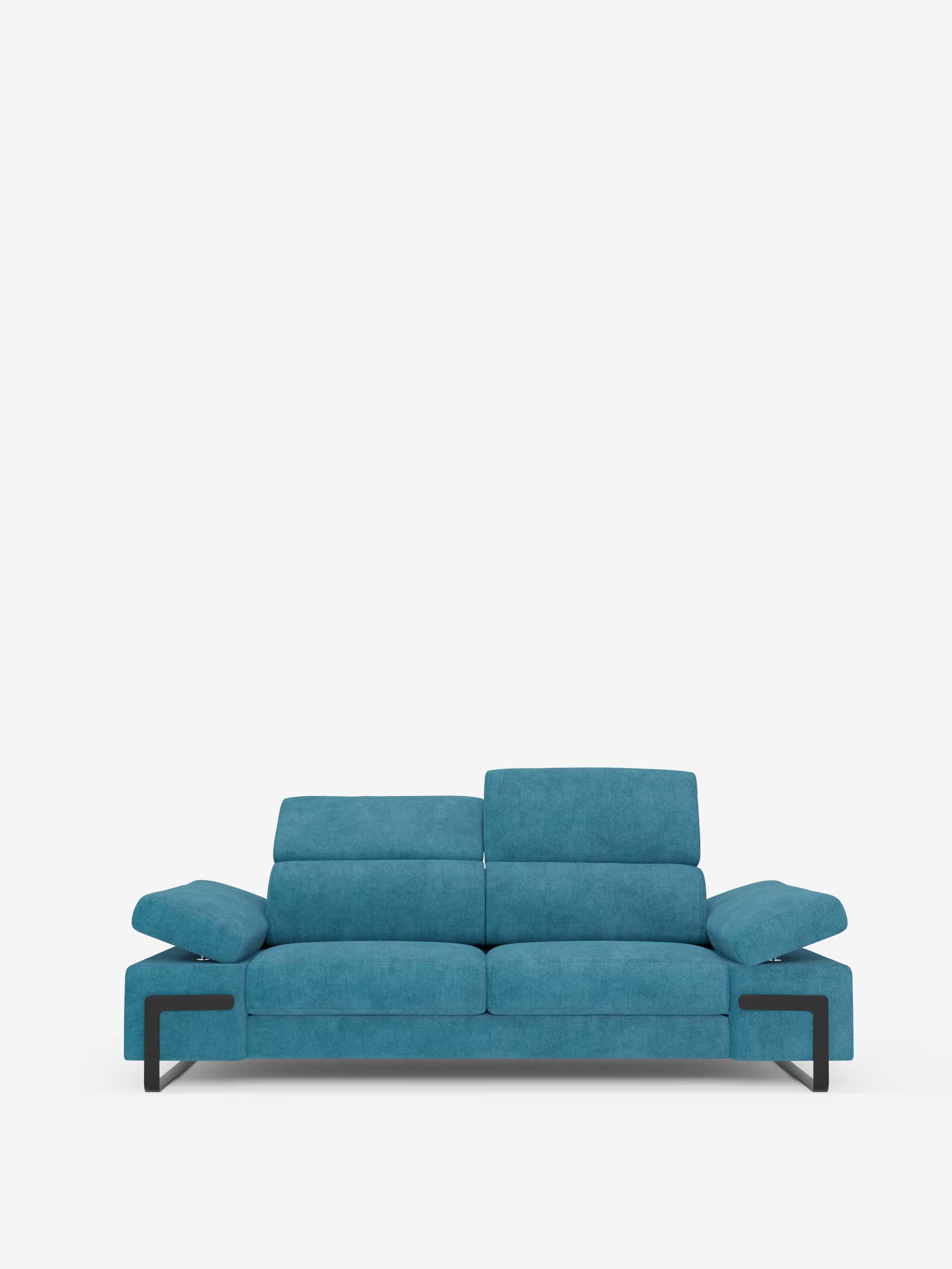 Zayana sofa with pull-out element 2 and 3 seats, reclining armrests and headrests in waterproof fabric