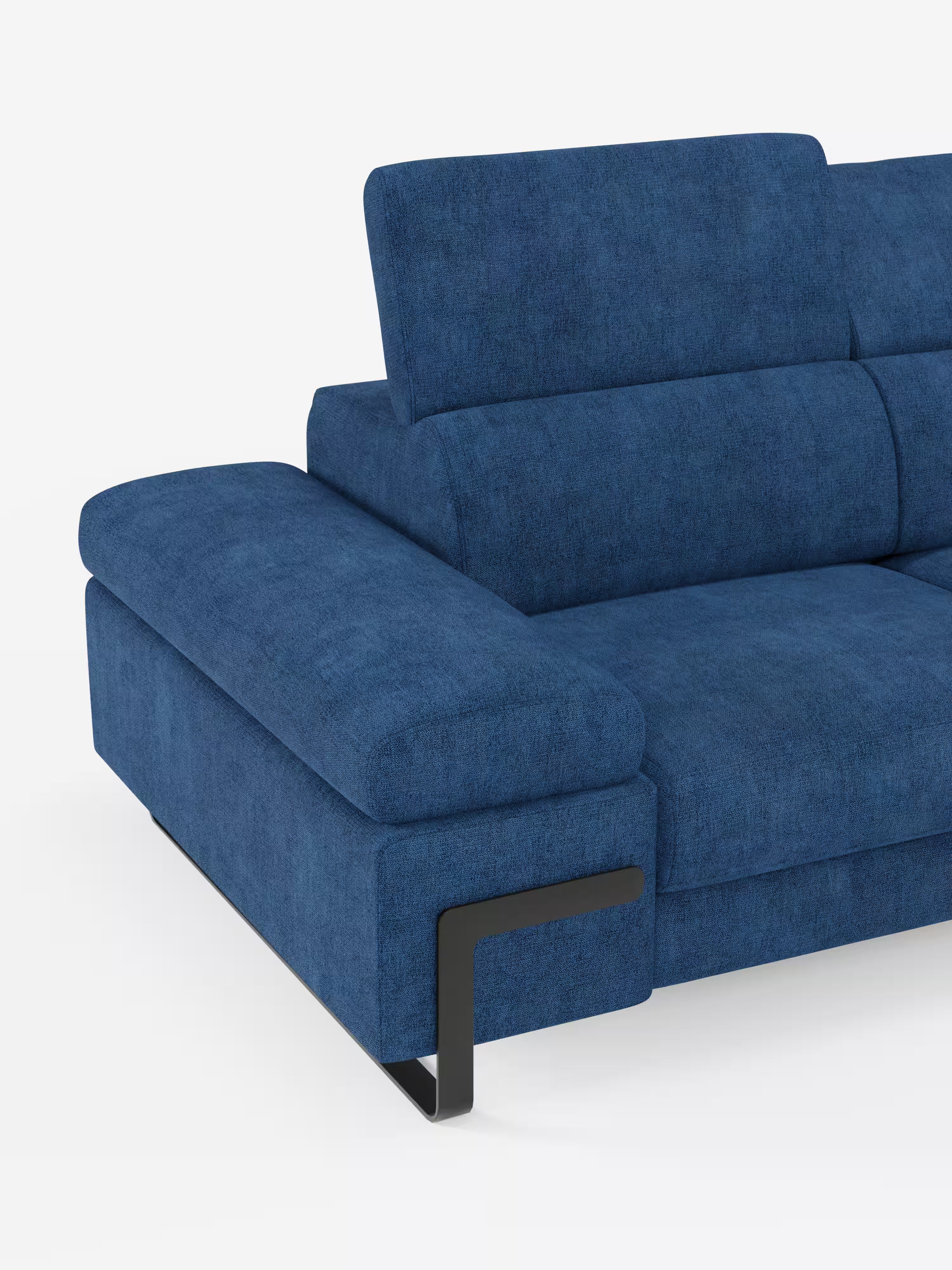 Zayana sofa with pull-out element 2 and 3 seats, reclining armrests and headrests in waterproof fabric