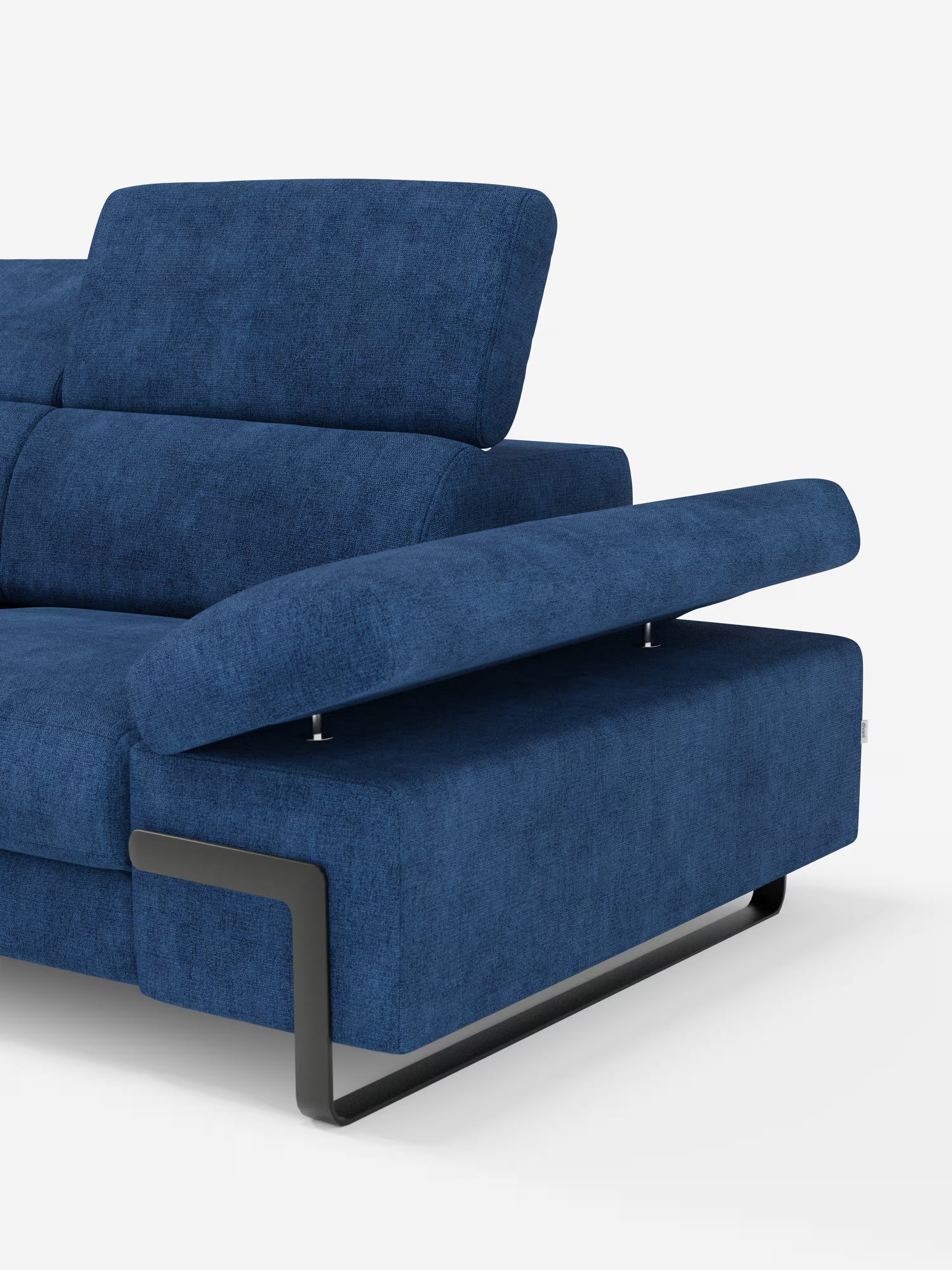 Zayana sofa with pull-out element 2 and 3 seats, reclining armrests and headrests in waterproof fabric