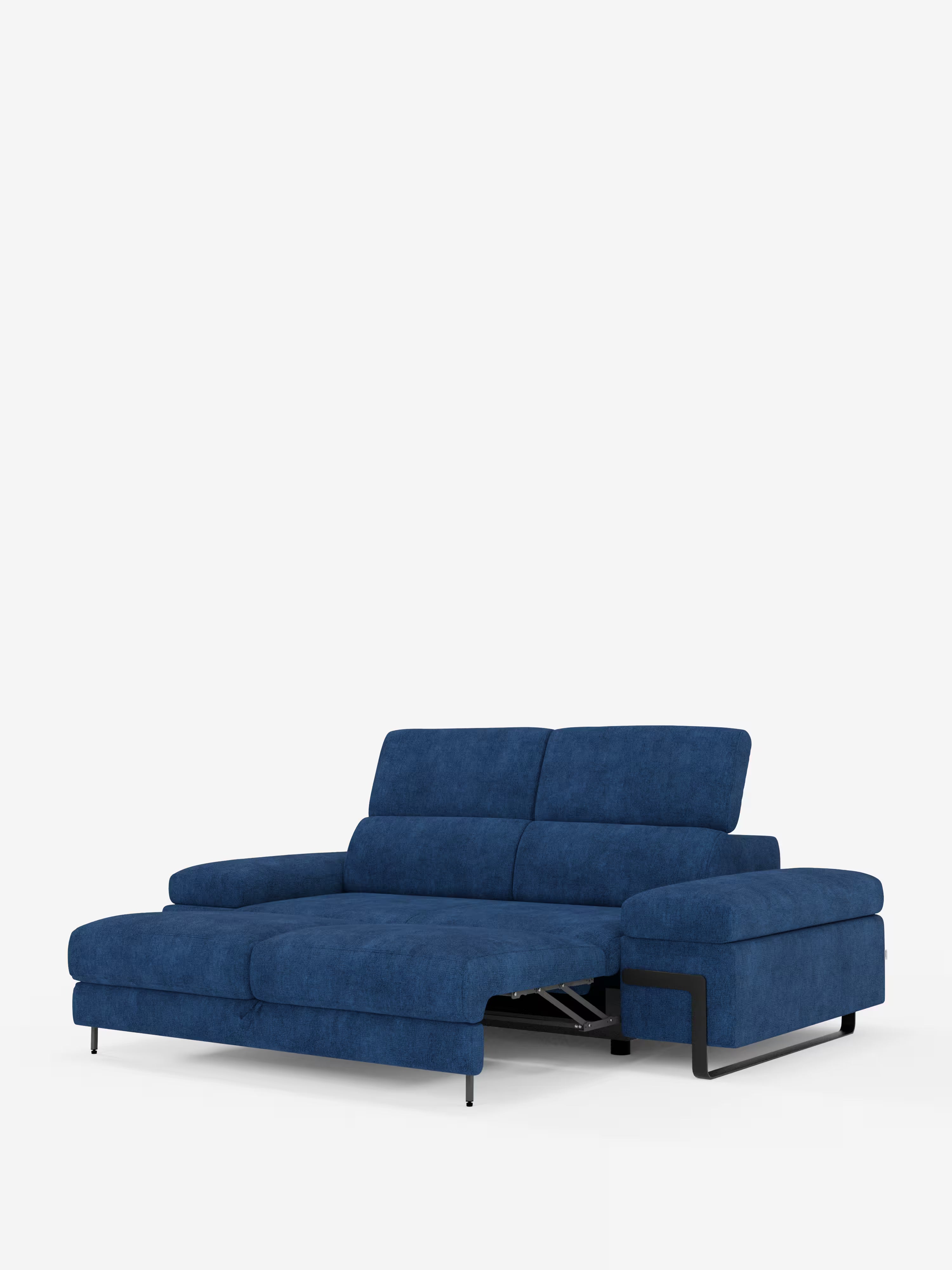 Zayana sofa with pull-out element 2 and 3 seats, reclining armrests and headrests in waterproof fabric