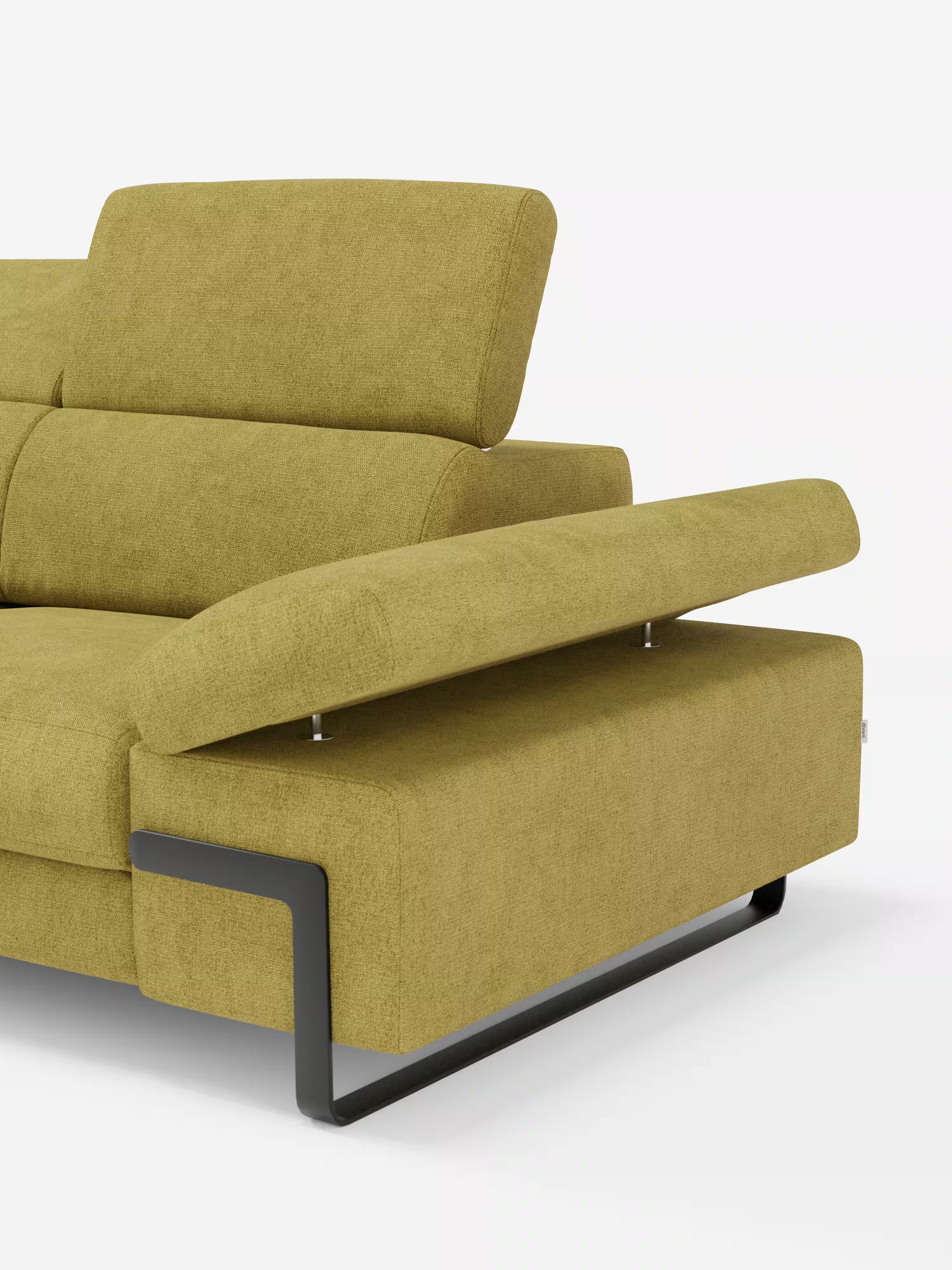 Zayana sofa with pull-out element 2 and 3 seats, reclining armrests and headrests in waterproof fabric