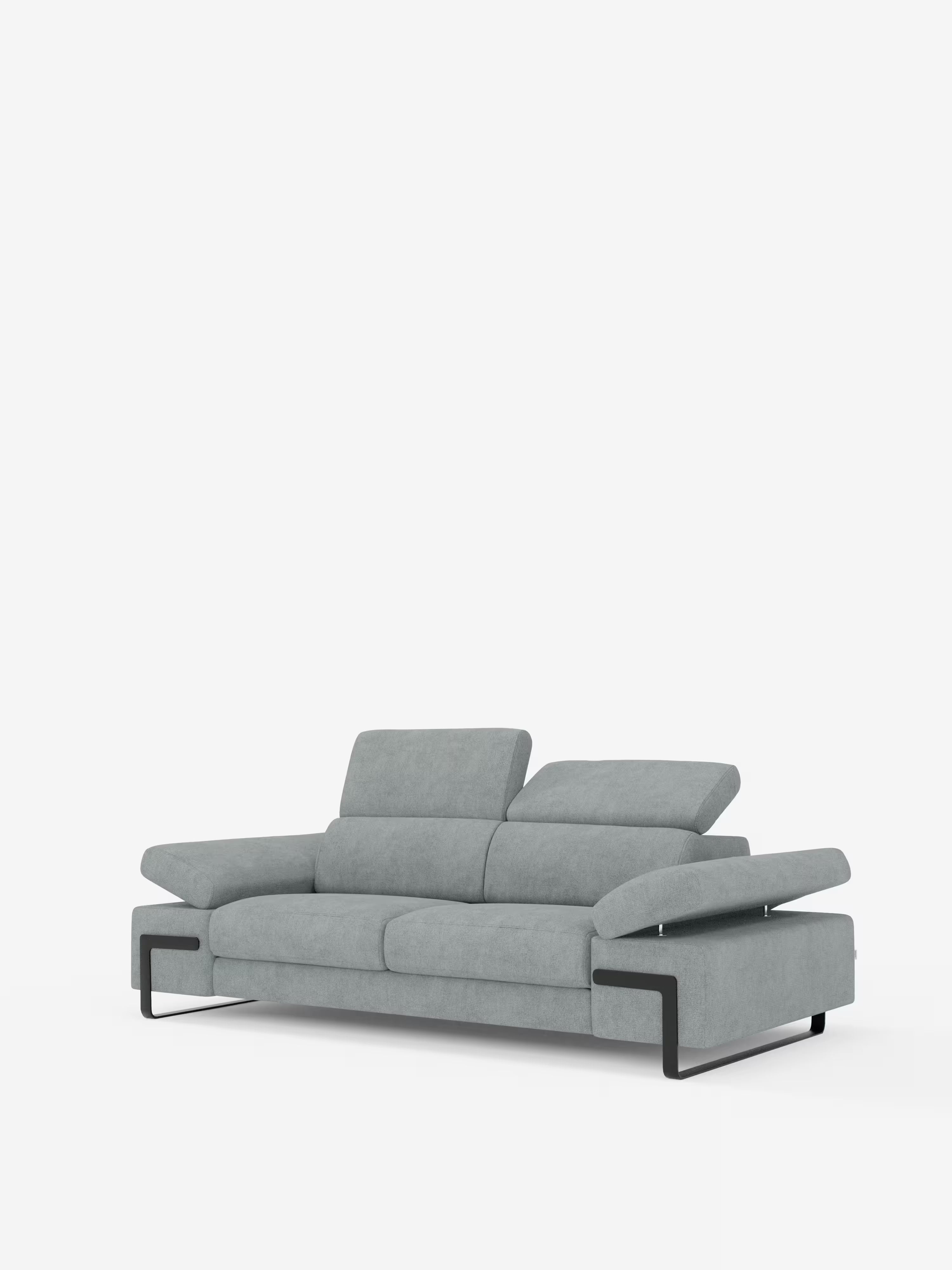 Zayana sofa with pull-out element 2 and 3 seats, reclining armrests and headrests in waterproof fabric