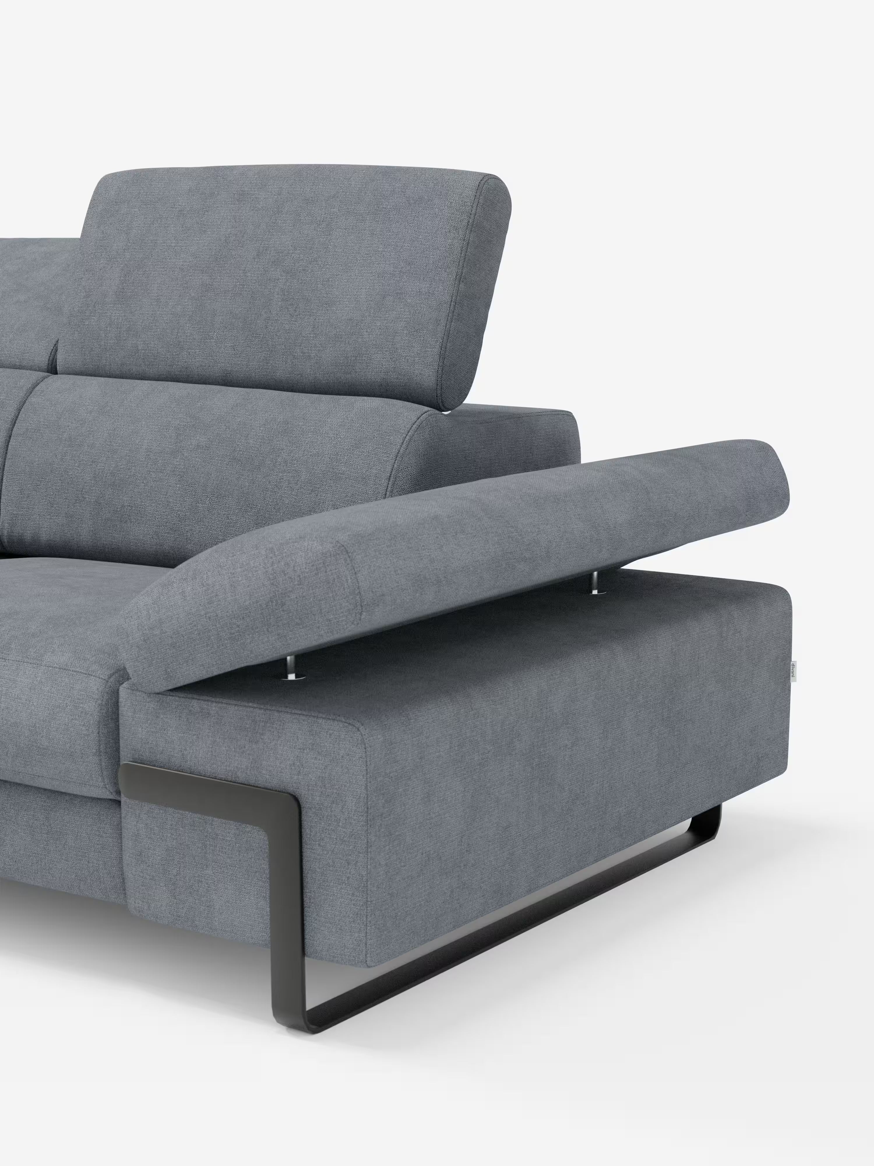 Zayana sofa with pull-out element 2 and 3 seats, reclining armrests and headrests in waterproof fabric
