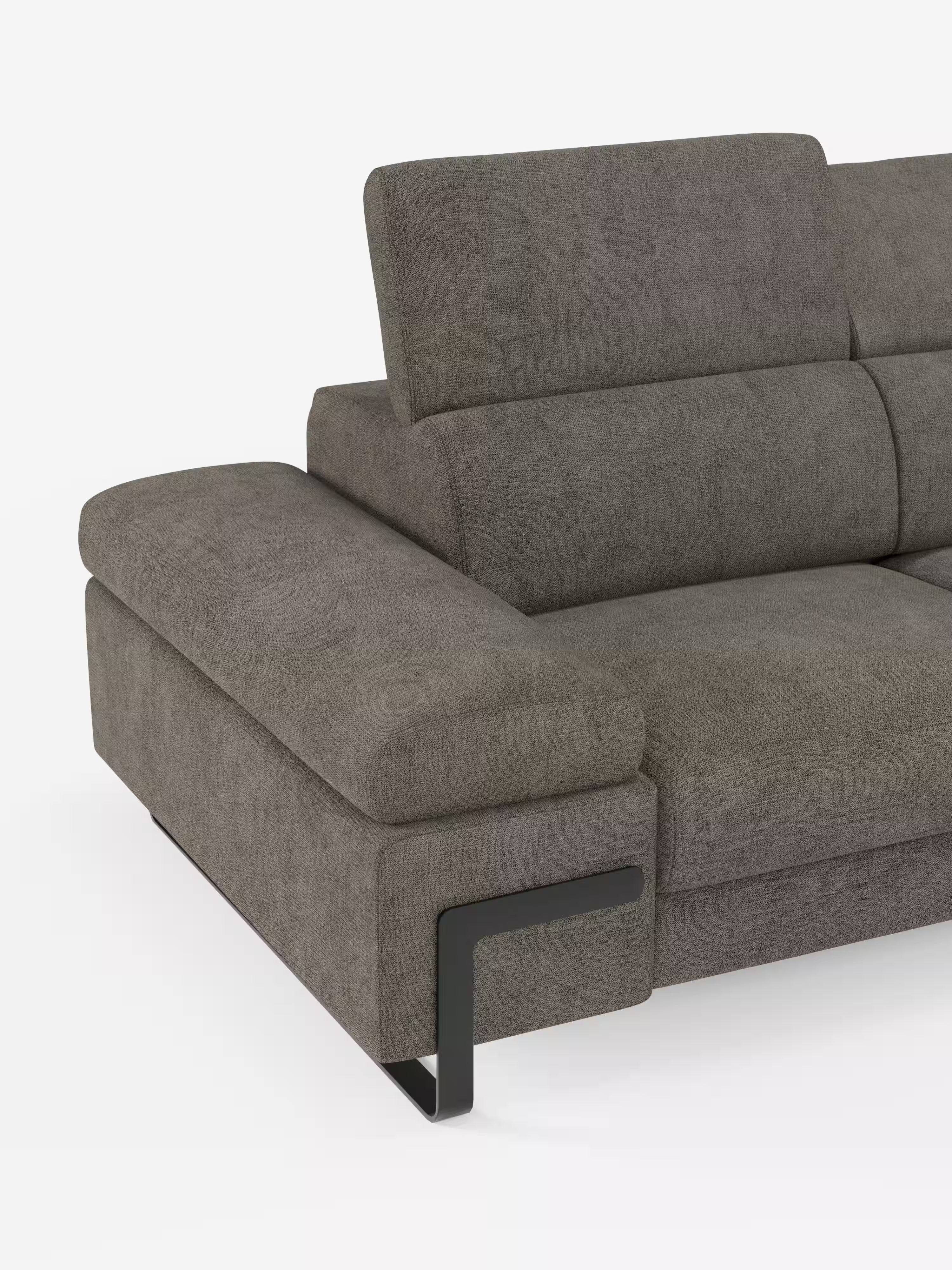 Zayana sofa with pull-out element 2 and 3 seats, reclining armrests and headrests in waterproof fabric