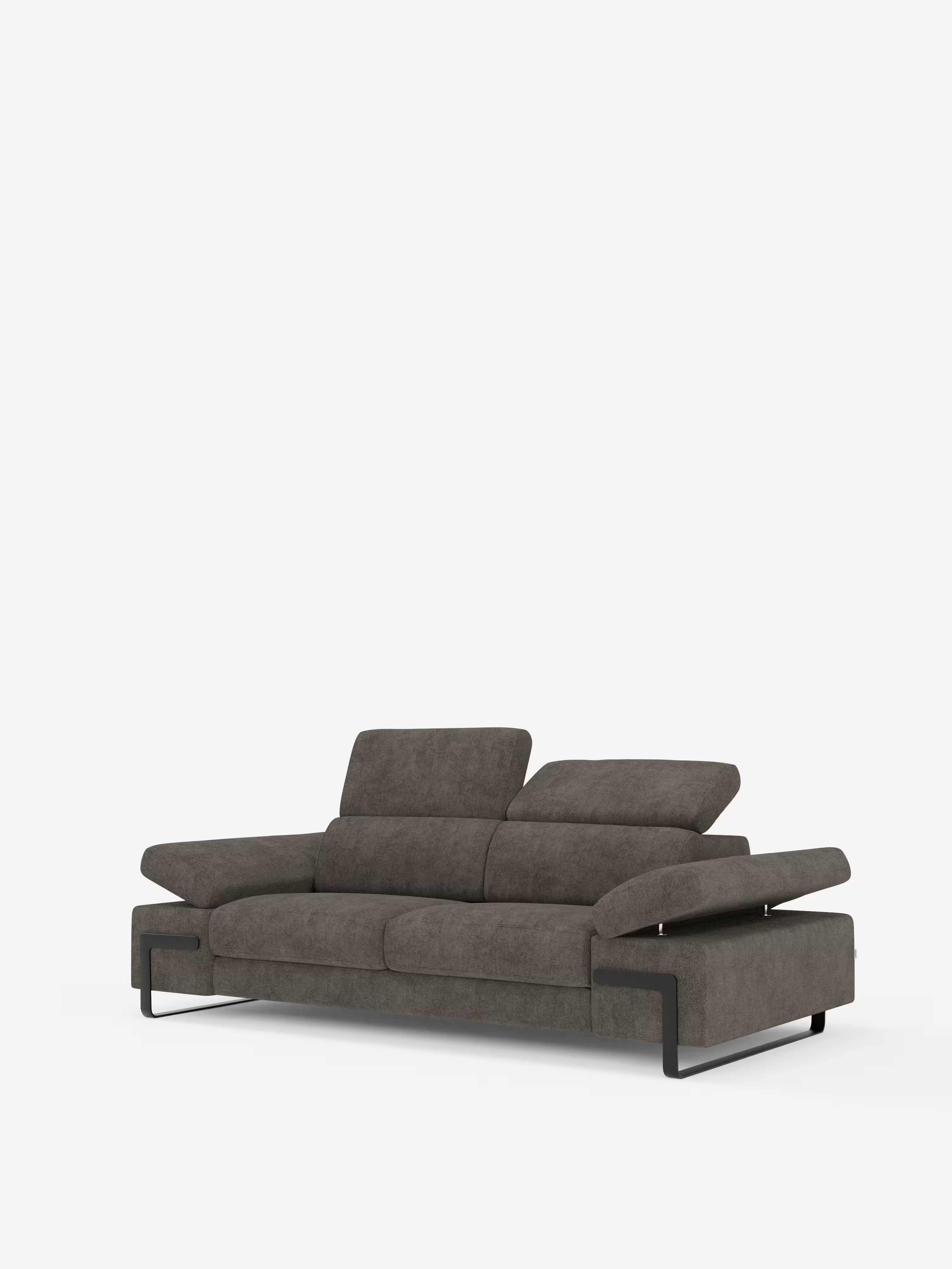 Zayana sofa with pull-out element 2 and 3 seats, reclining armrests and headrests in waterproof fabric