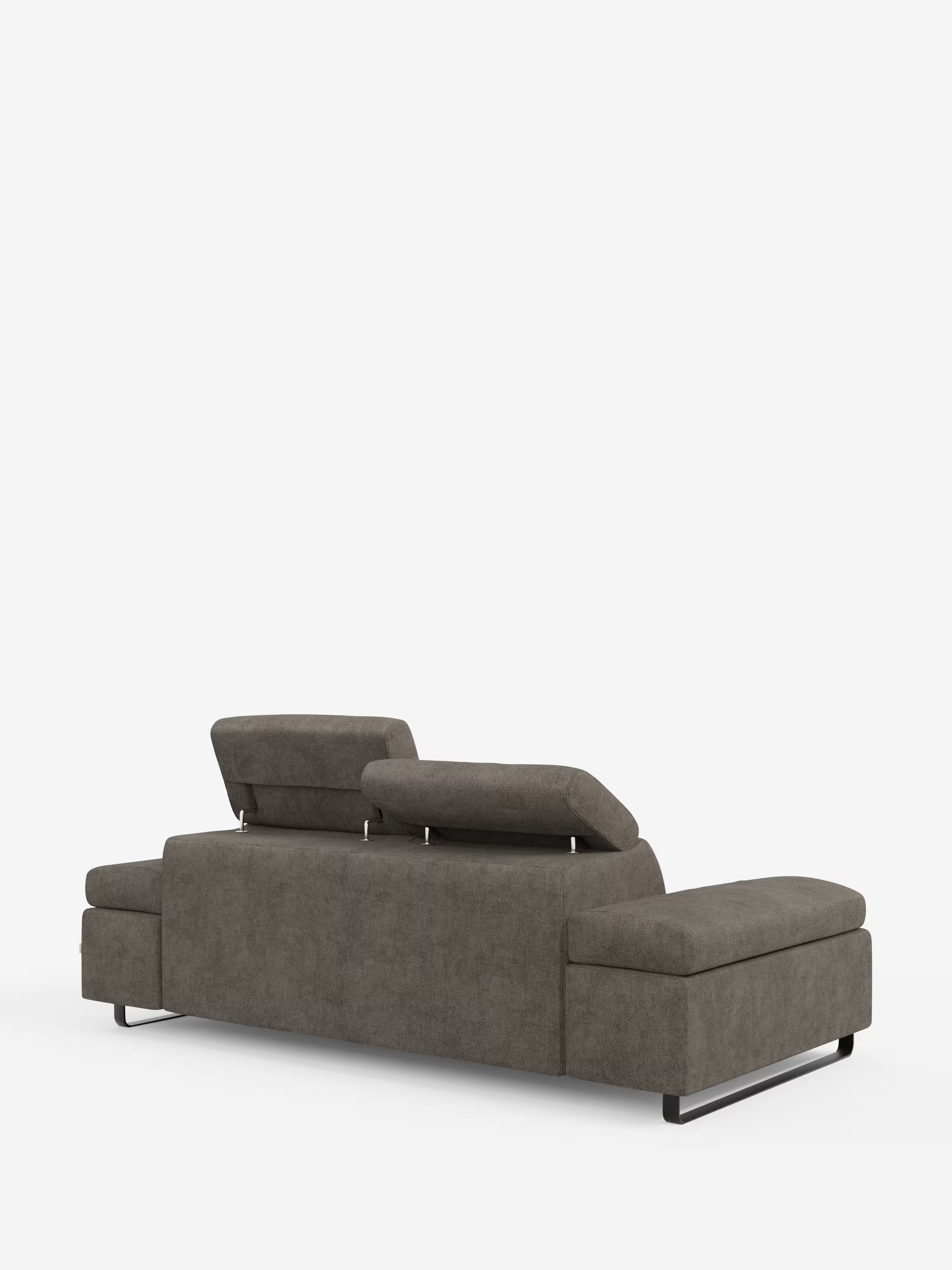 Zayana sofa with pull-out element 2 and 3 seats, reclining armrests and headrests in waterproof fabric