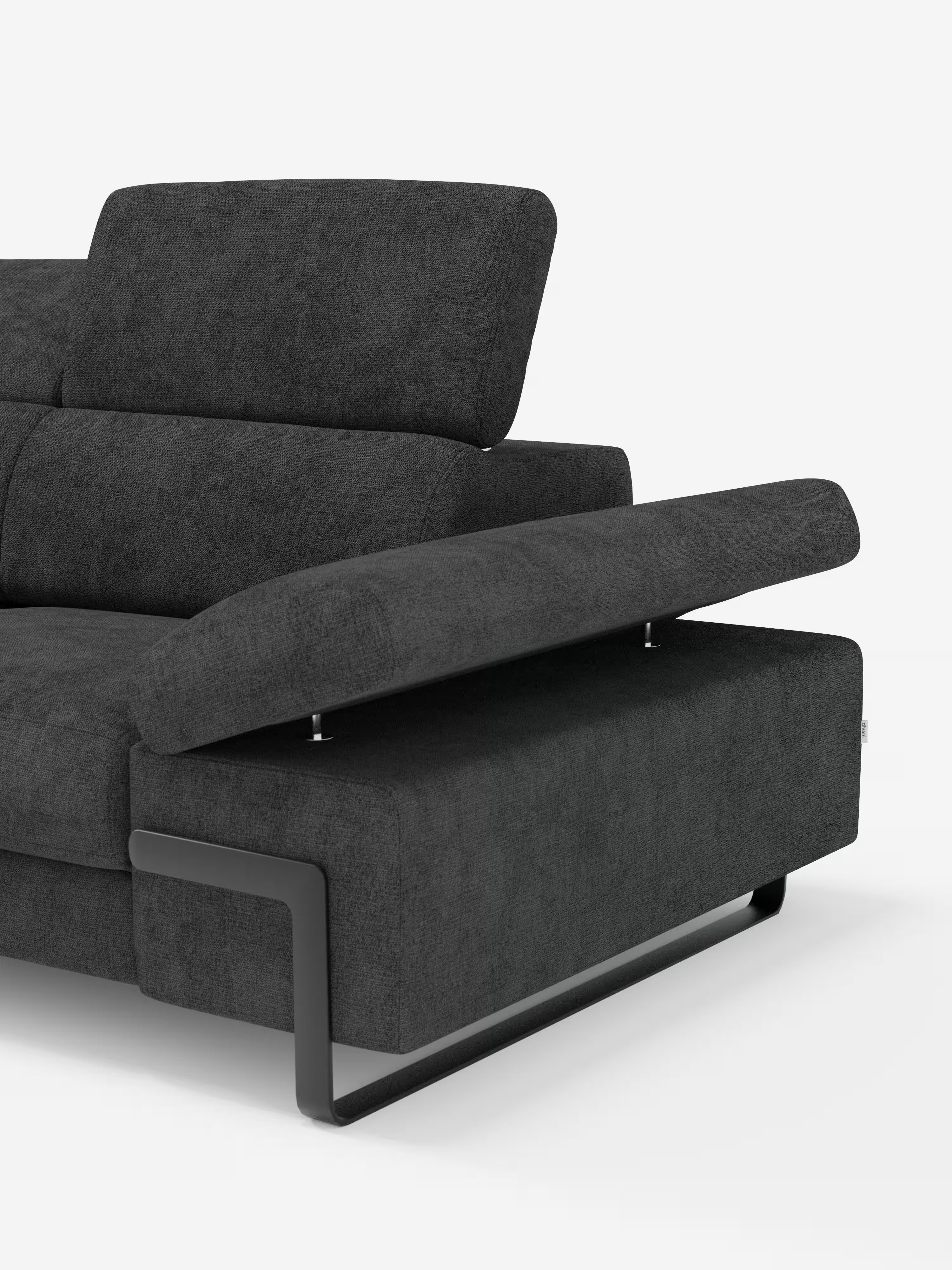 Zayana sofa with pull-out element 2 and 3 seats, reclining armrests and headrests in waterproof fabric