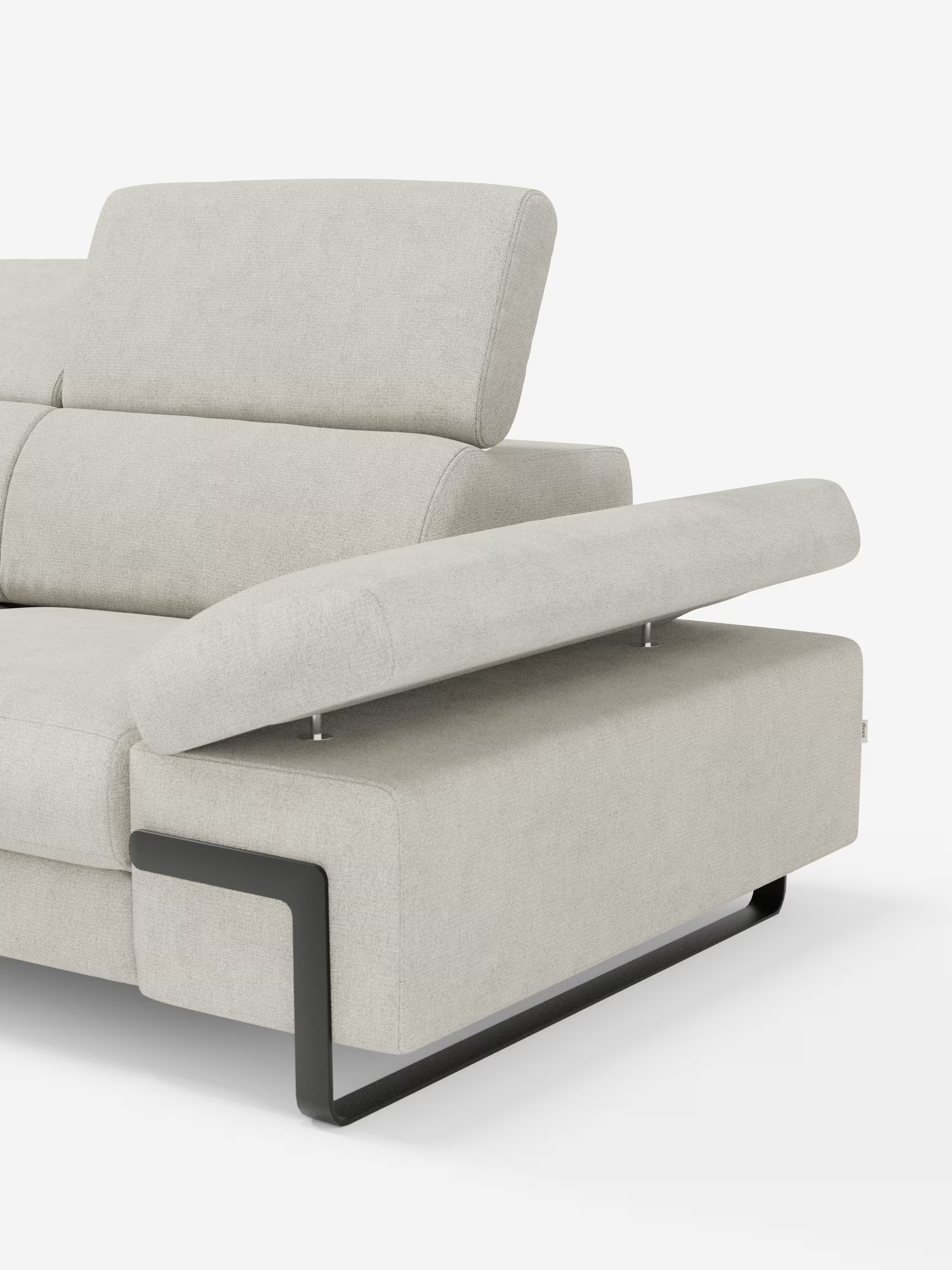 Zayana sofa with pull-out element 2 and 3 seats, reclining armrests and headrests in waterproof fabric