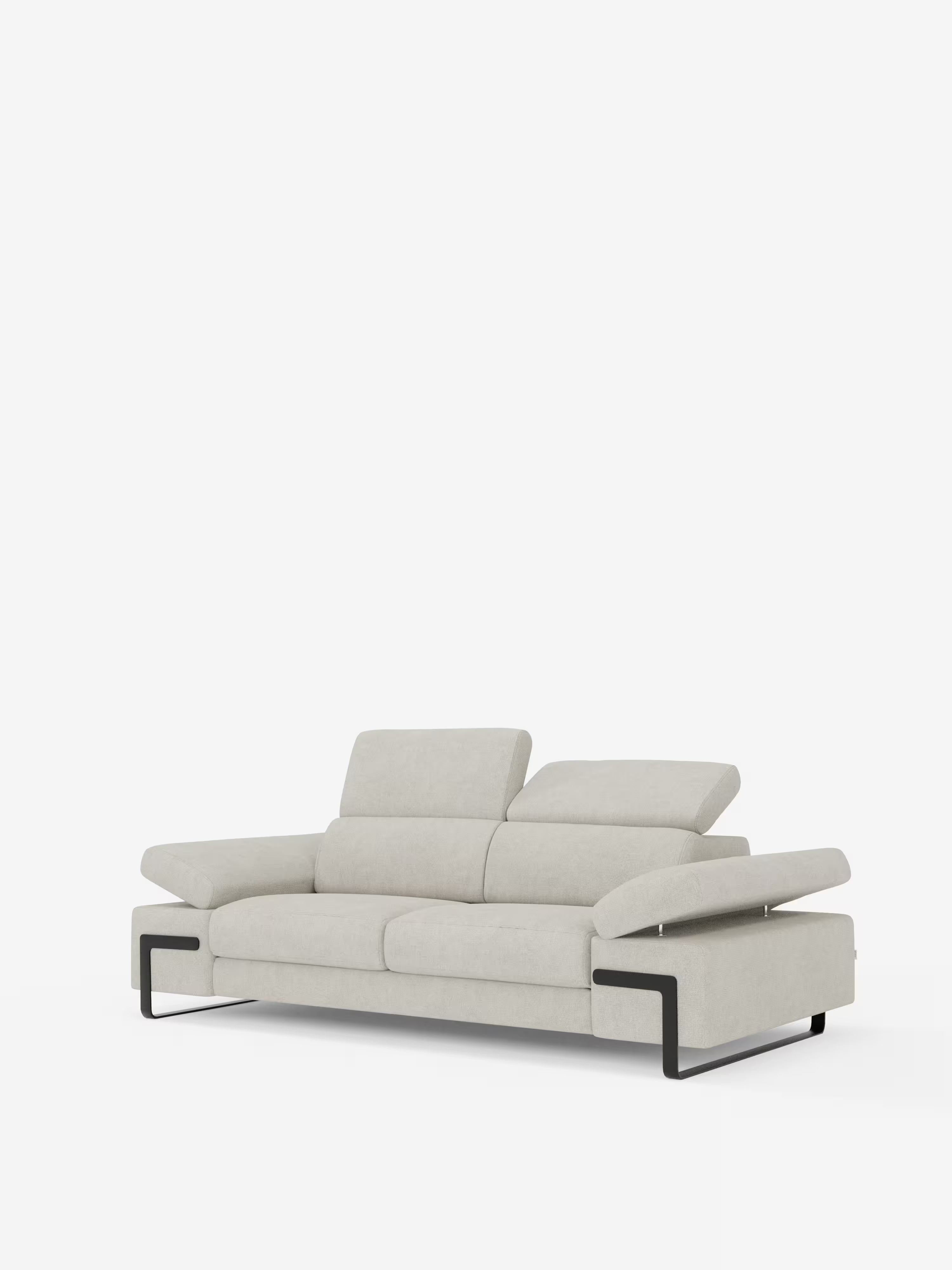 Zayana sofa with pull-out element 2 and 3 seats, reclining armrests and headrests in waterproof fabric