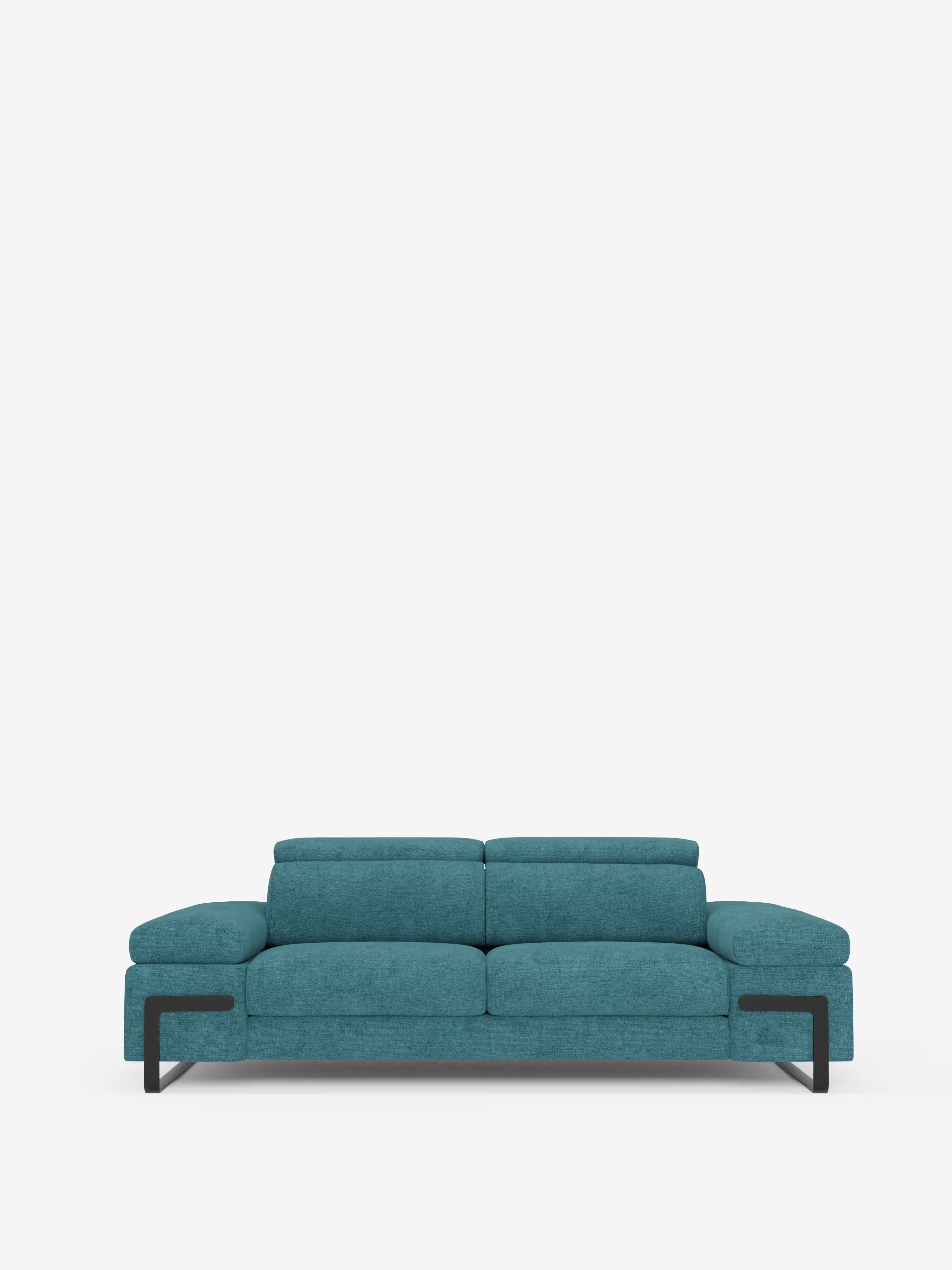 Zayana sofa with pull-out element 2 and 3 seats, reclining armrests and headrests in waterproof fabric