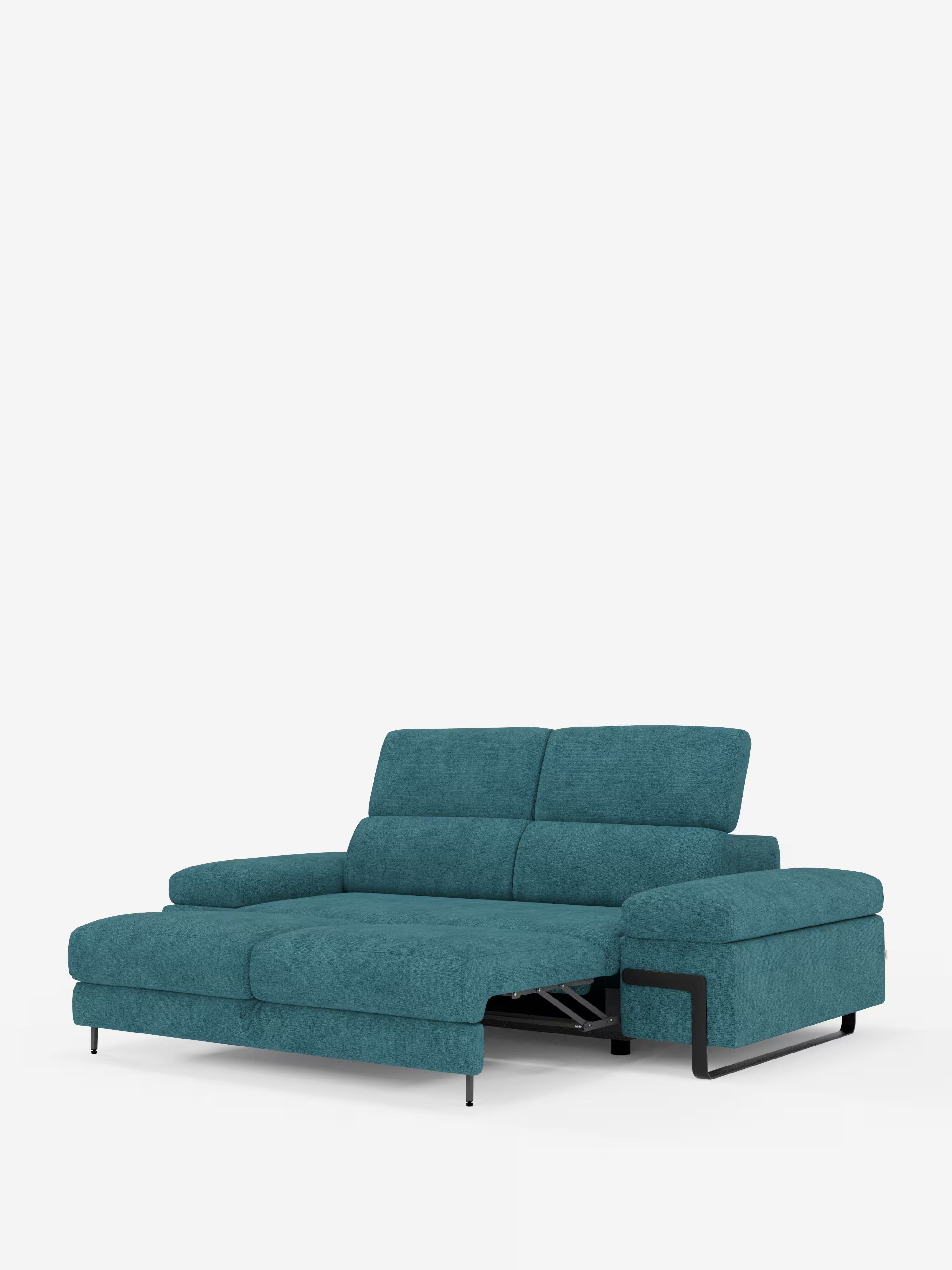 Zayana sofa with pull-out element 2 and 3 seats, reclining armrests and headrests in waterproof fabric