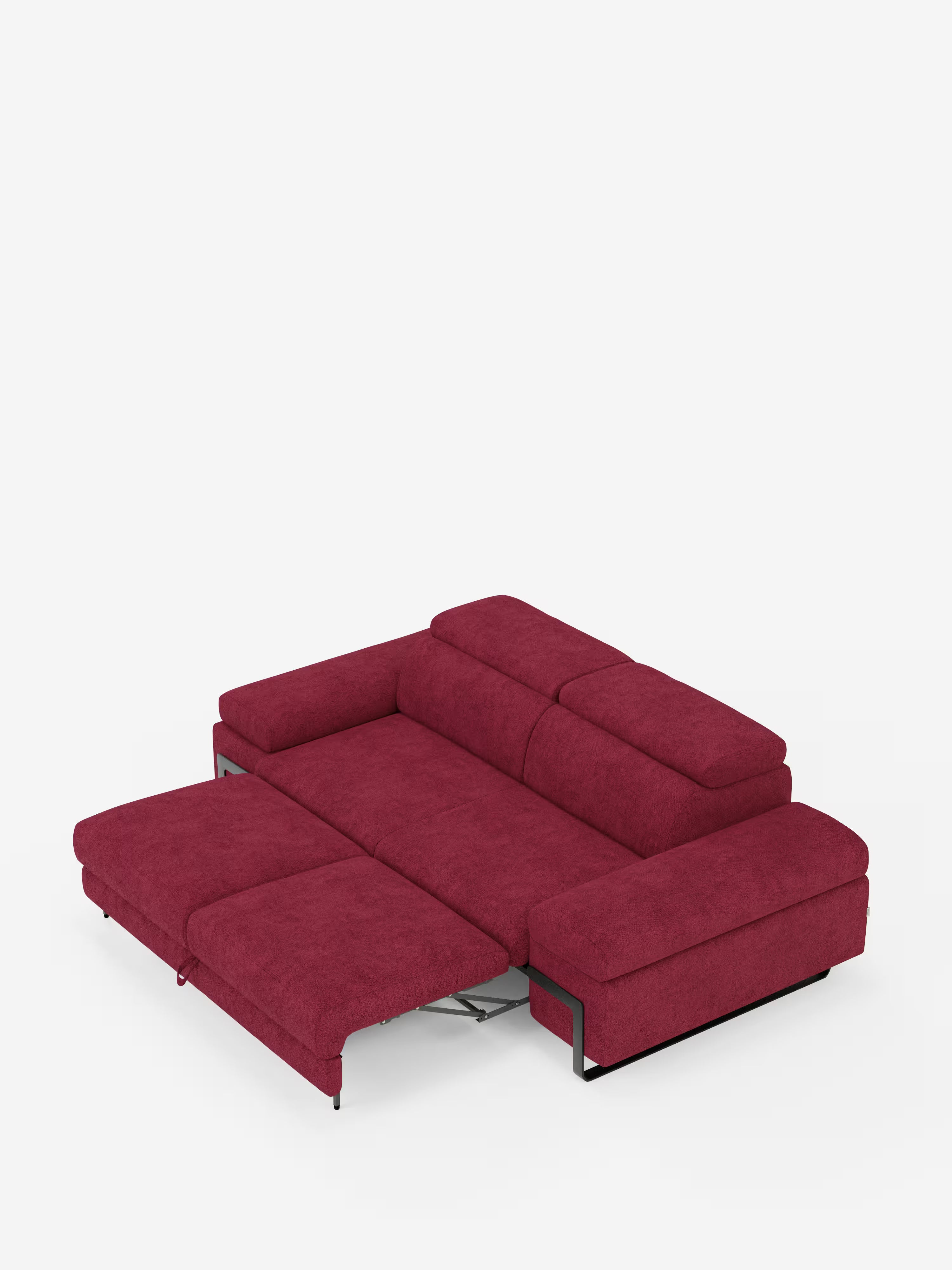 Zayana sofa with pull-out element 2 and 3 seats, reclining armrests and headrests in waterproof fabric