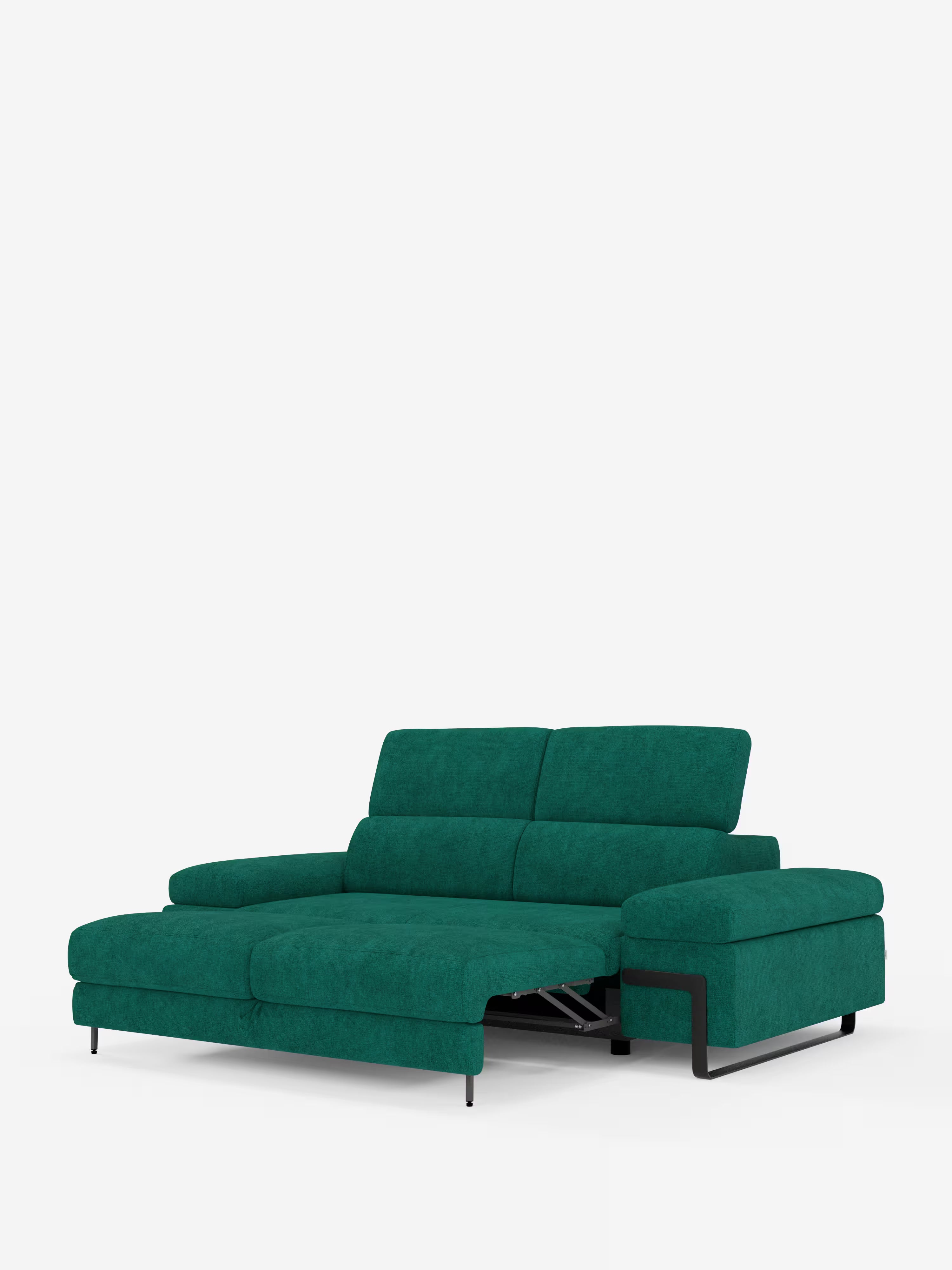 Zayana sofa with pull-out element 2 and 3 seats, reclining armrests and headrests in waterproof fabric
