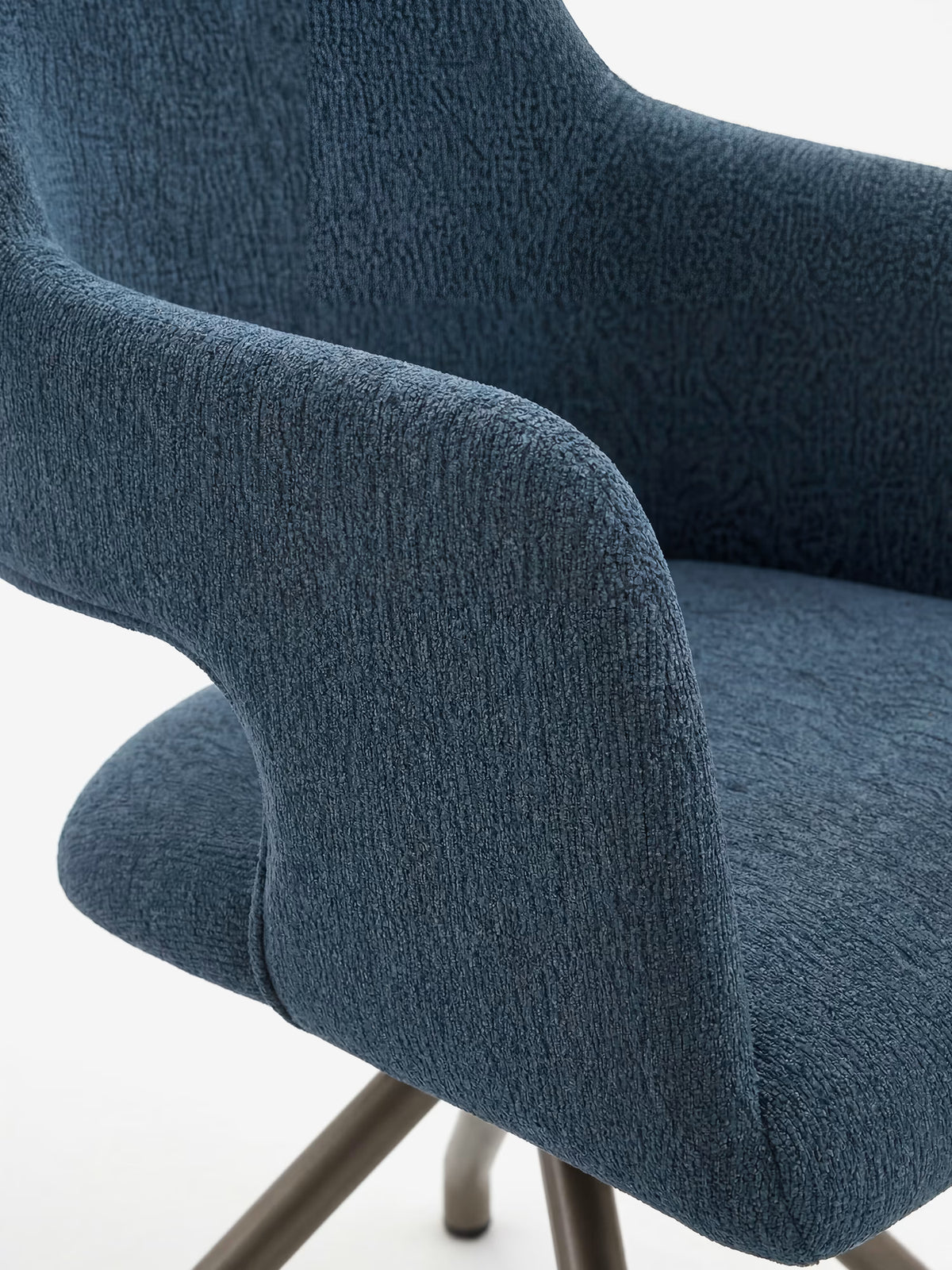 Zefira designer upholstered chair with armrests - elegant fabric and champagne metal base