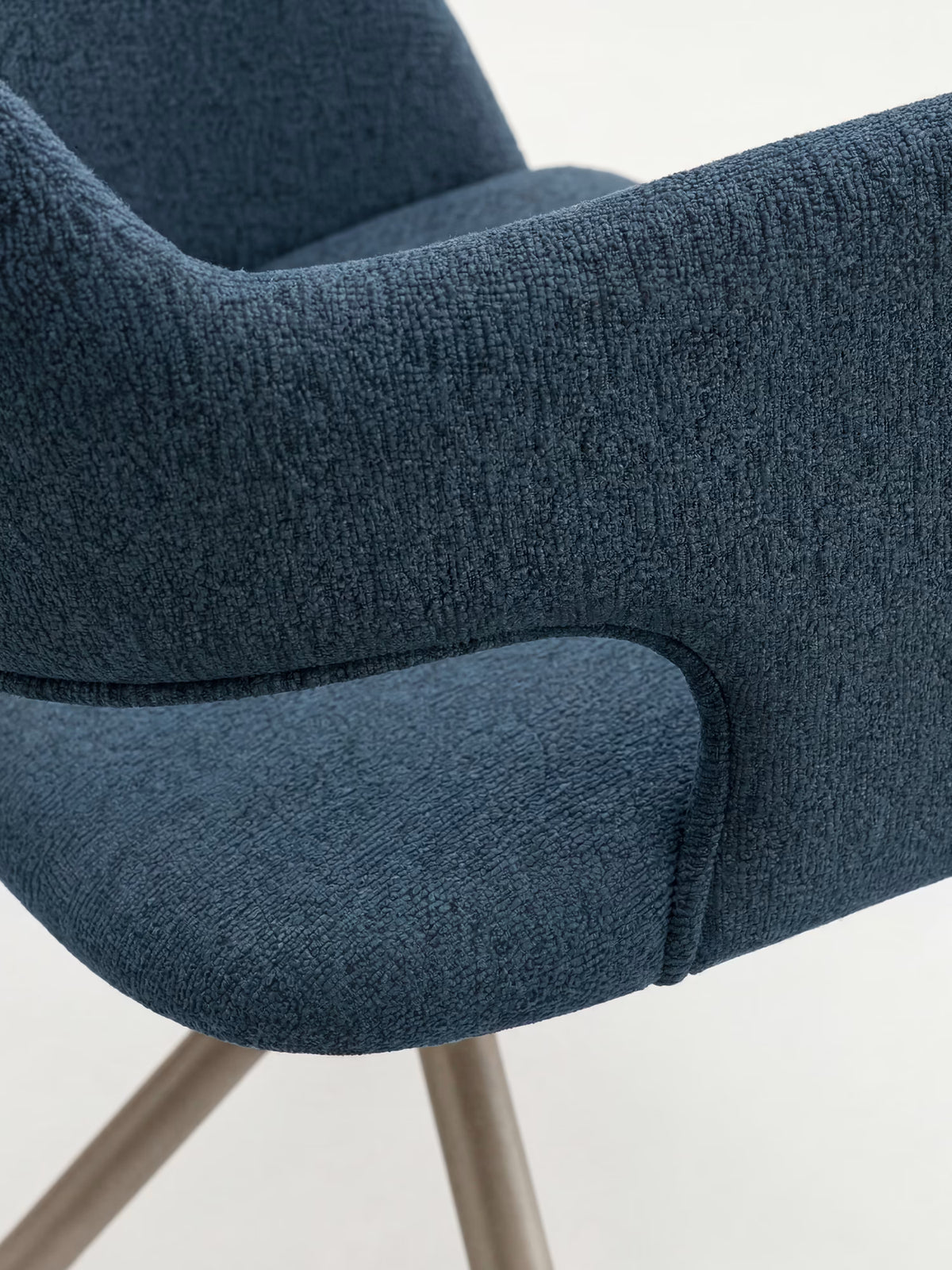 Zefira designer upholstered chair with armrests - elegant fabric and champagne metal base