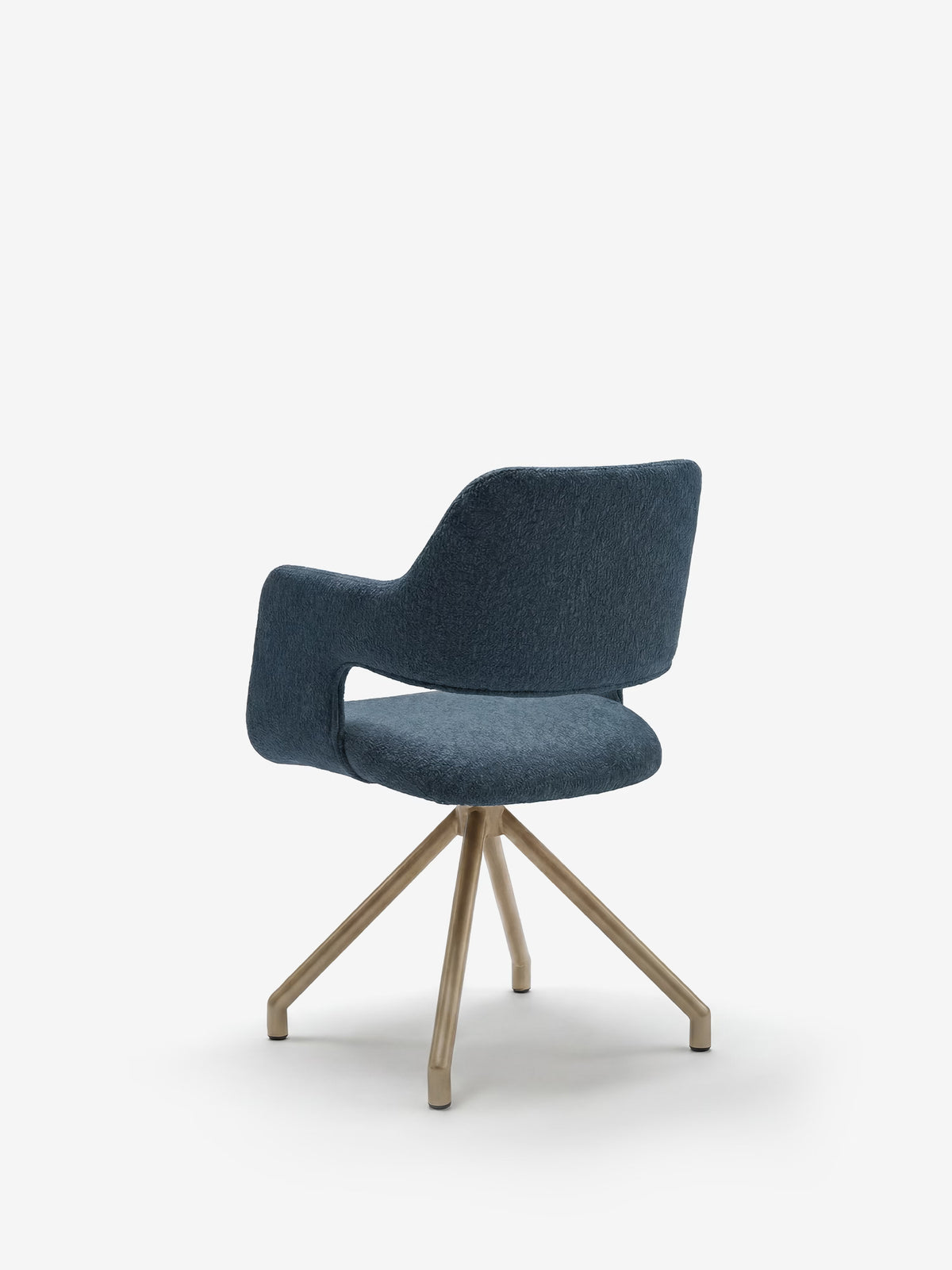 Zefira designer upholstered chair with armrests - elegant fabric and champagne metal base
