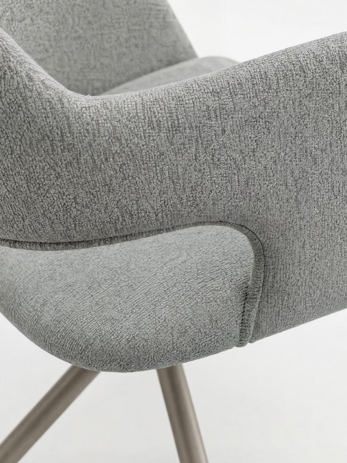 Zefira designer upholstered chair with armrests - elegant fabric and champagne metal base