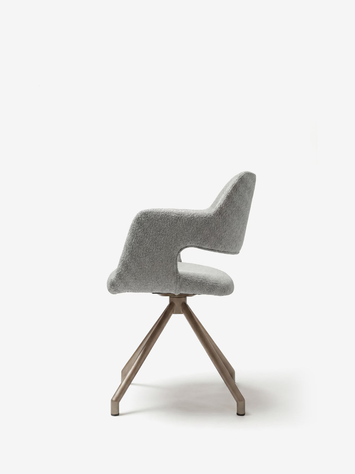 Zefira designer upholstered chair with armrests - elegant fabric and champagne metal base