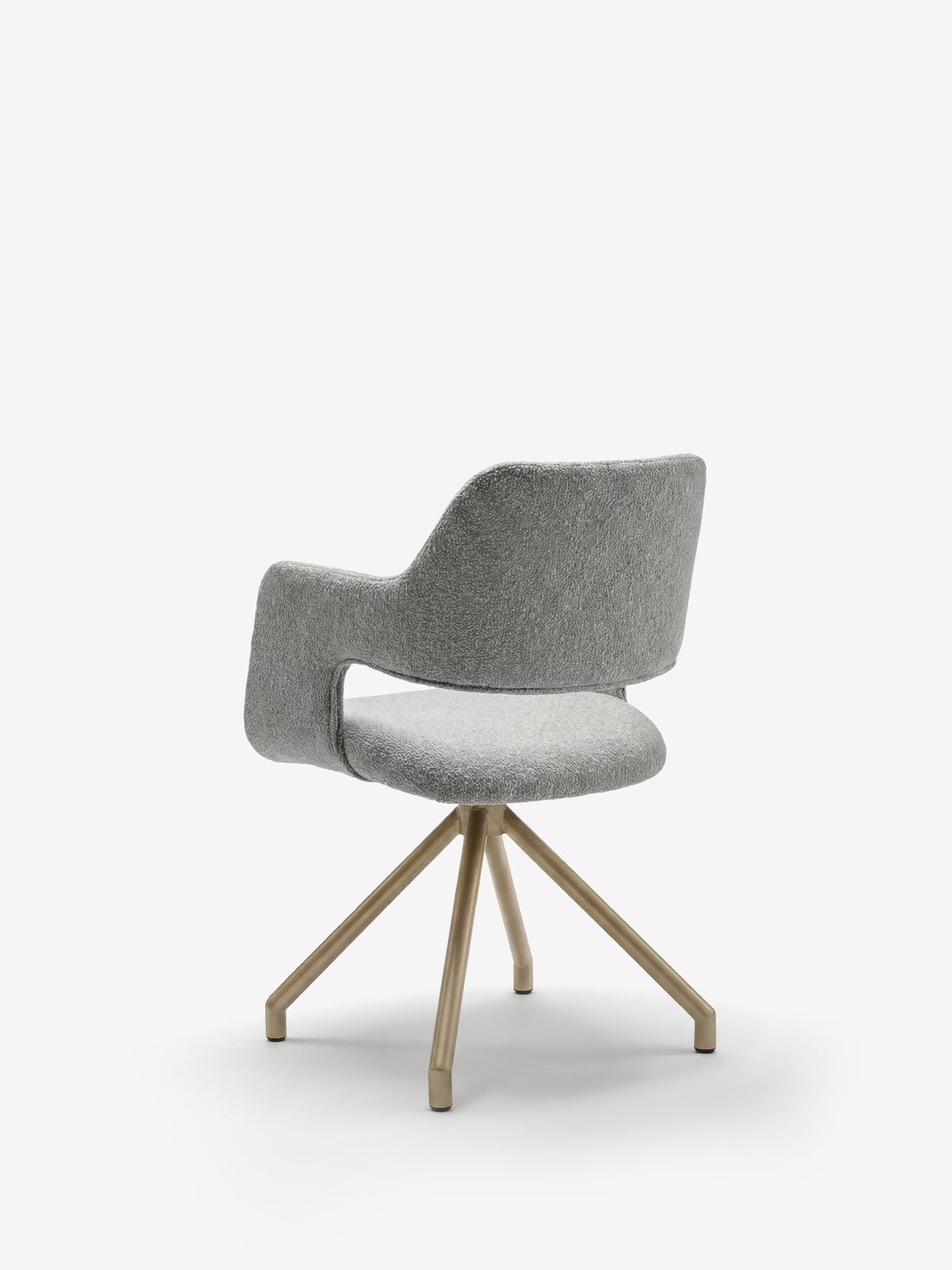 Zefira designer upholstered chair with armrests - elegant fabric and champagne metal base