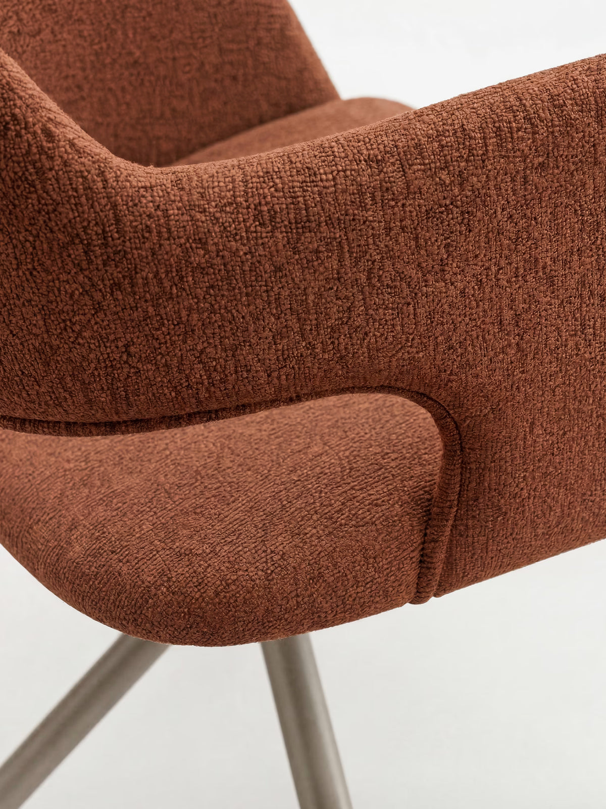 Zefira designer upholstered chair with armrests - elegant fabric and champagne metal base