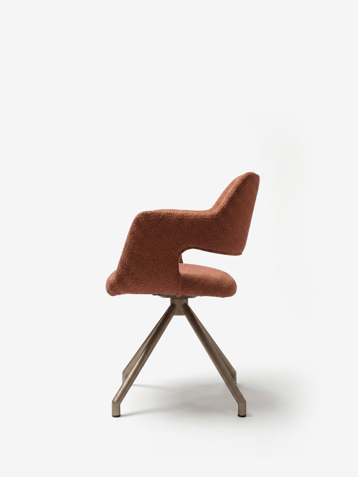 Zefira designer upholstered chair with armrests - elegant fabric and champagne metal base