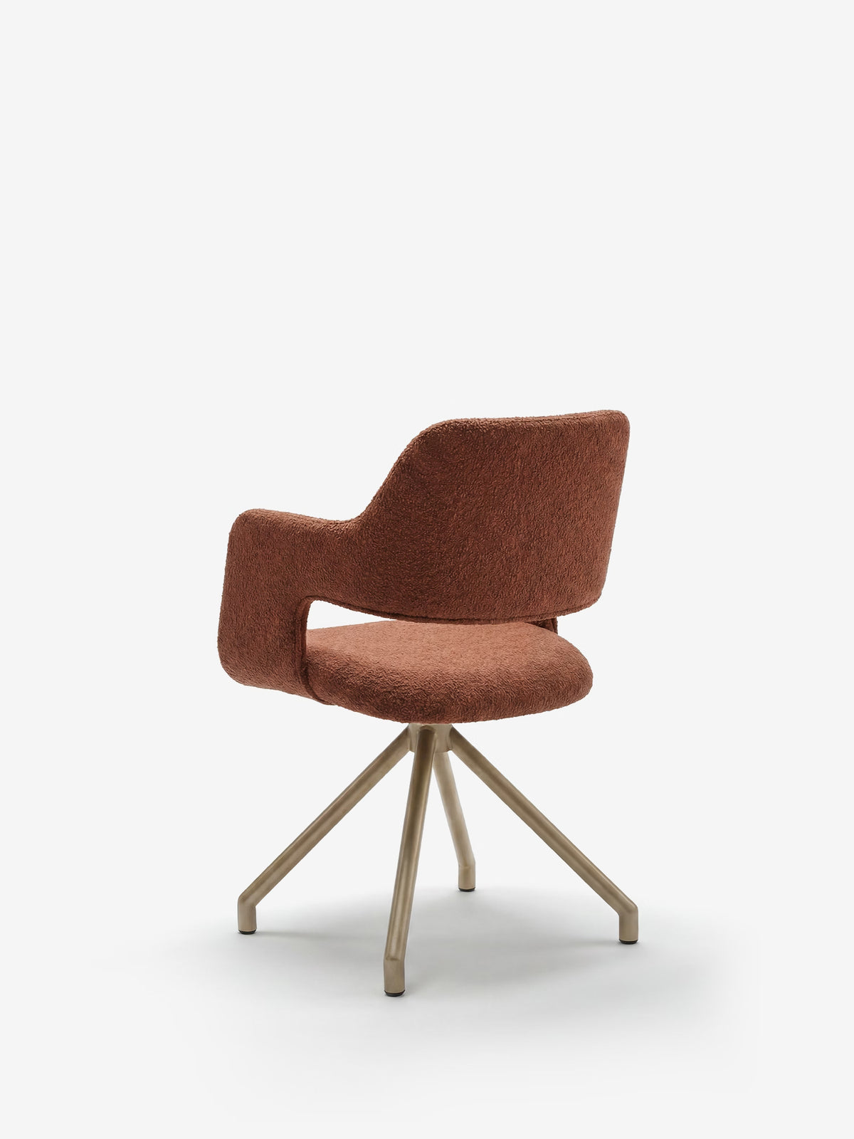 Zefira designer upholstered chair with armrests - elegant fabric and champagne metal base