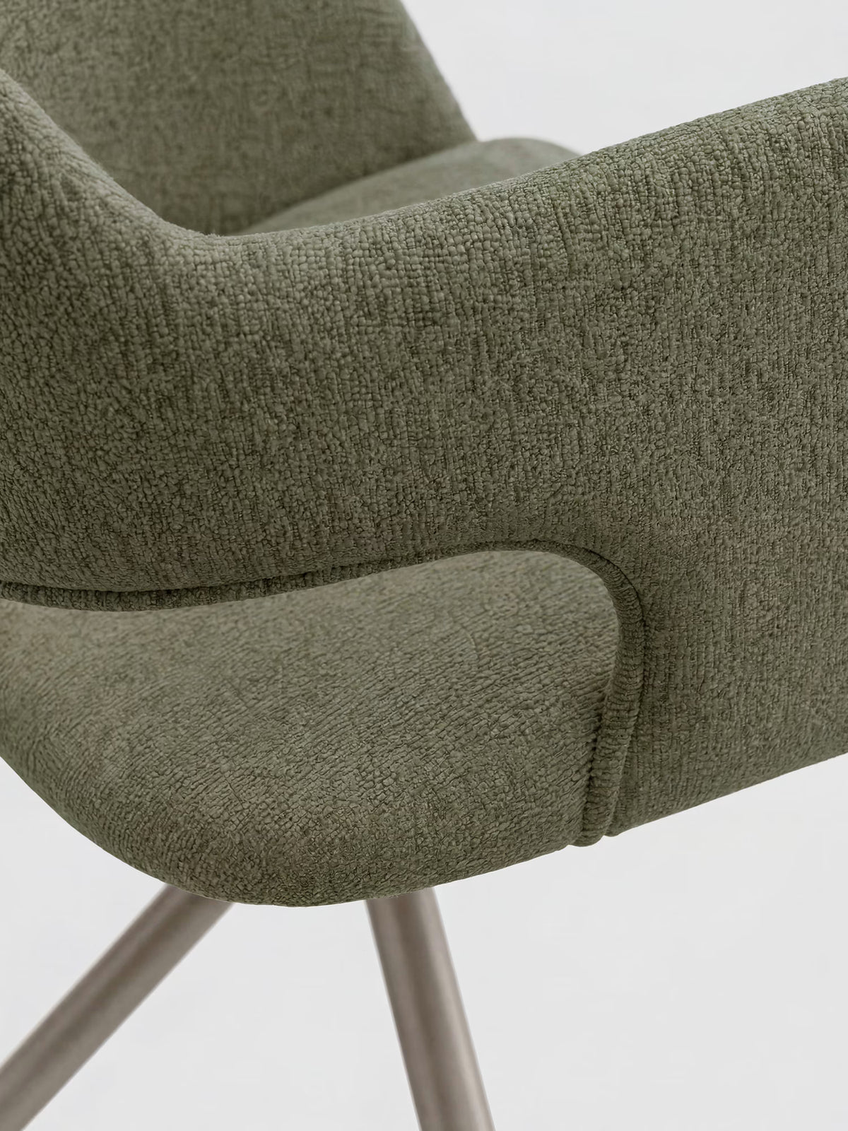 Zefira designer upholstered chair with armrests - elegant fabric and champagne metal base