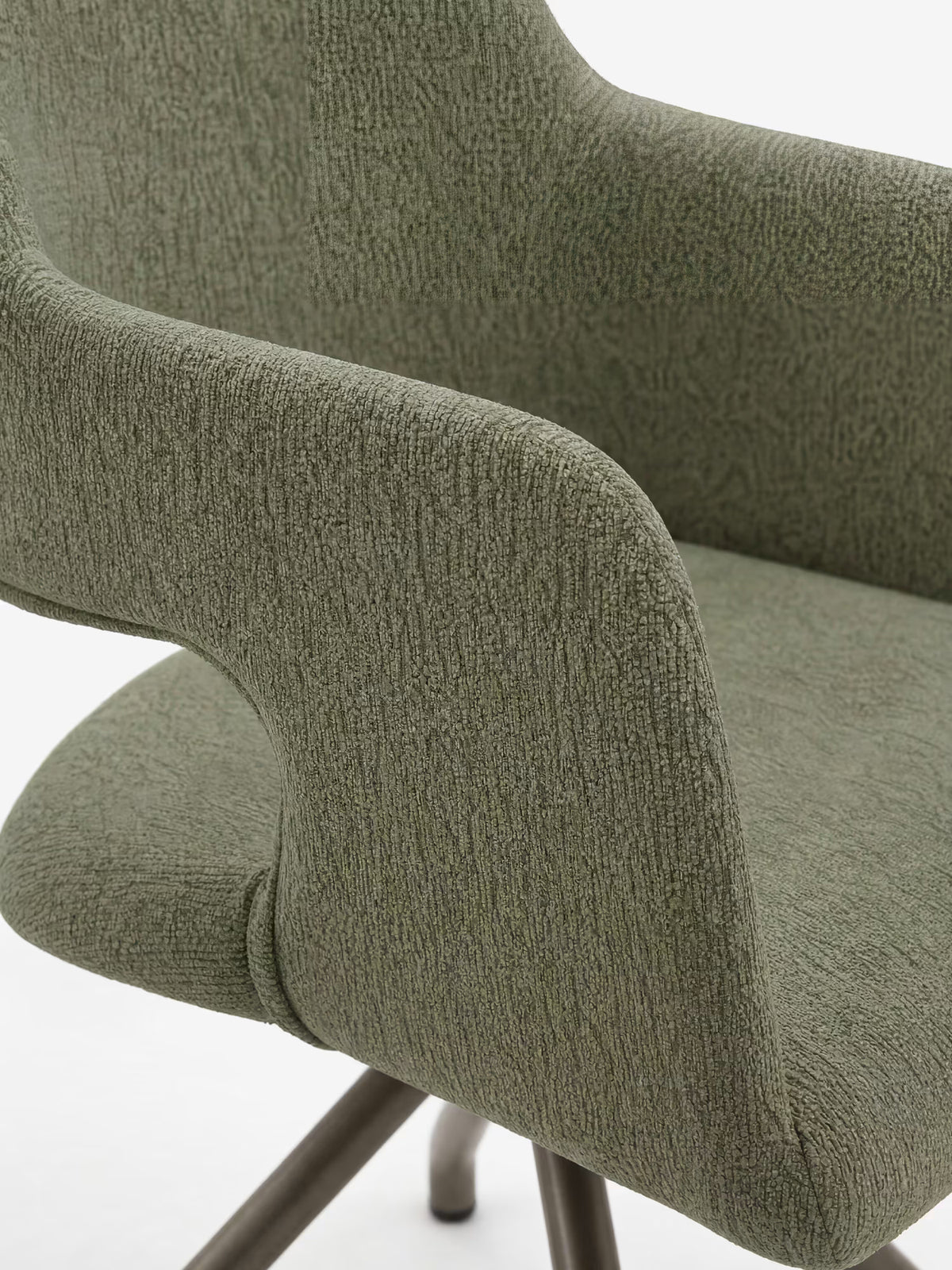 Zefira designer upholstered chair with armrests - elegant fabric and champagne metal base