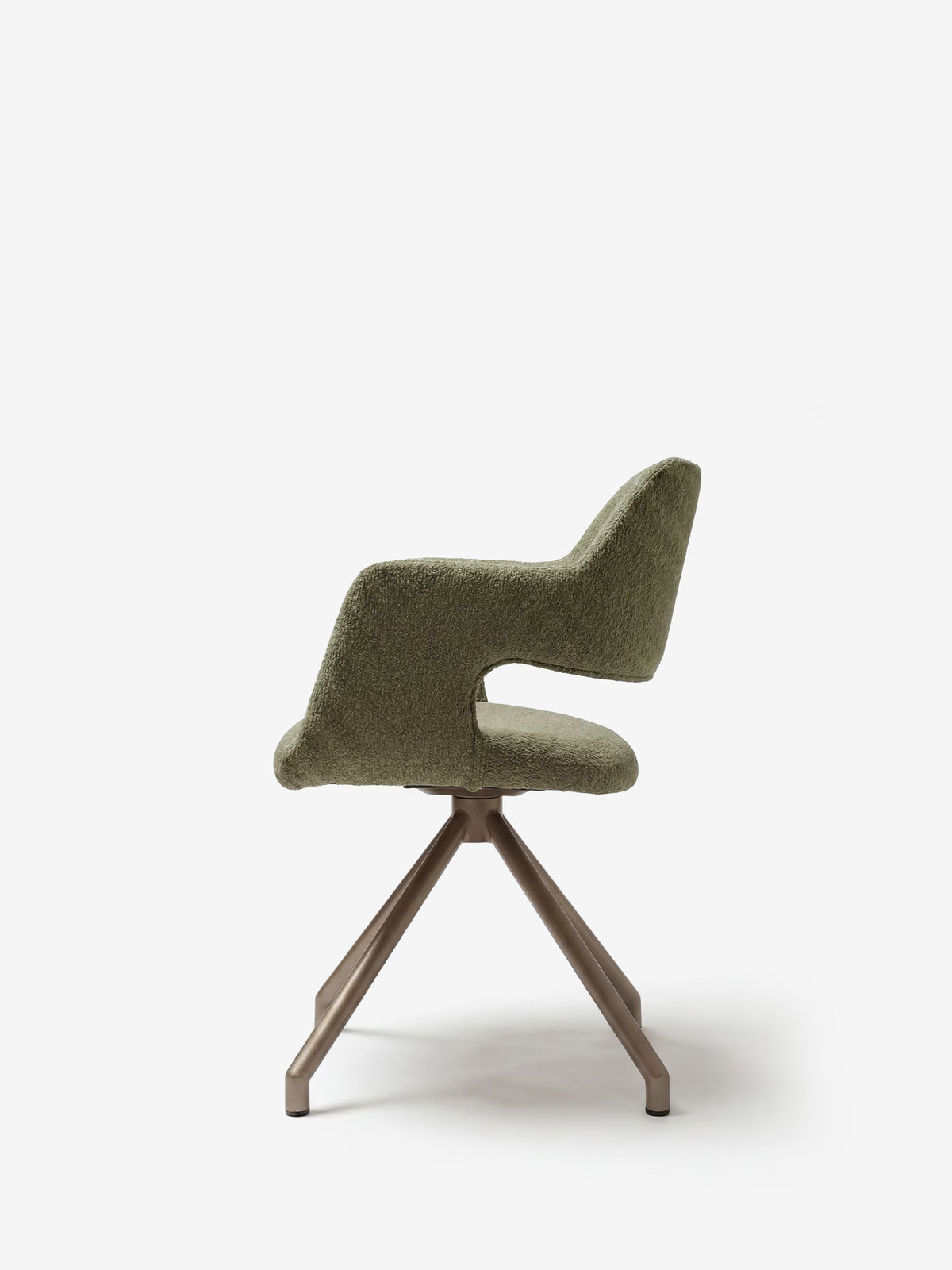 Zefira designer upholstered chair with armrests - elegant fabric and champagne metal base